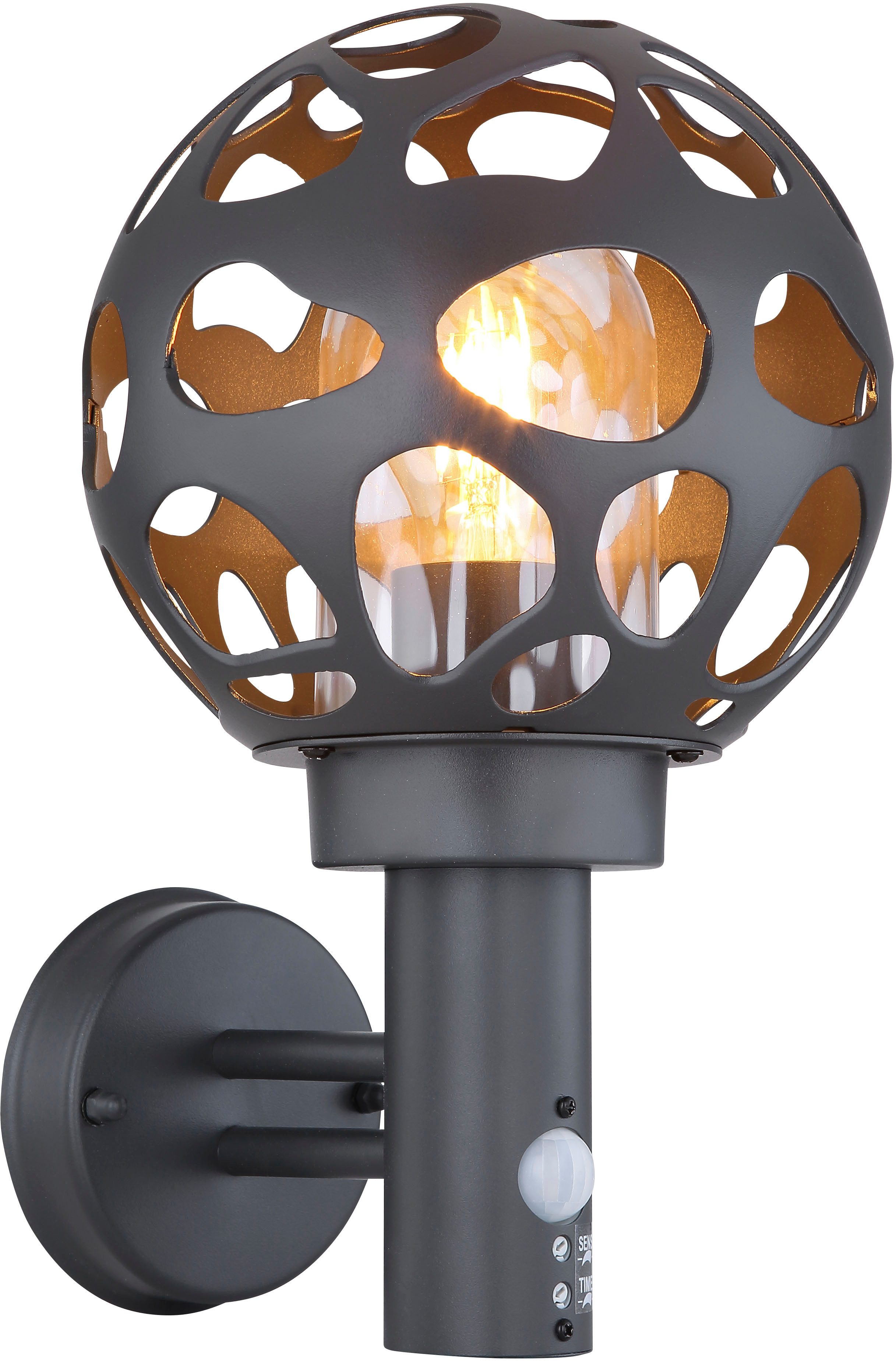 GLOBO LIGHTING Außen-Wandleuchte HILARIO, ohne Leuchtmittel, Außenleuchte mit Sensor für Garten & Eingang