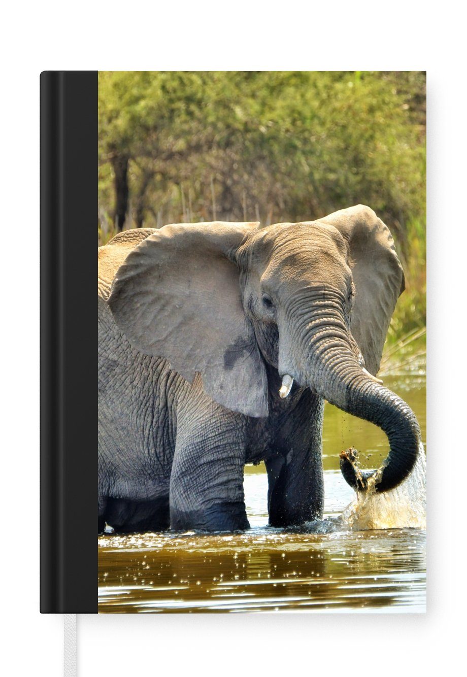 MuchoWow Notizbuch Elefant - Wasser - Tiere - Natur, Journal, Merkzettel, Tagebuch, Notizheft, A5, 98 Seiten, Haushaltsbuch | Notizbücher