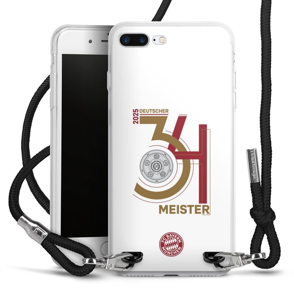 DeinDesign Handyhülle FC Bayern München Meister Offizielles Lizenzprodukt, Apple iPhone 8 Plus Handykette Hülle mit Band Case zum Umhängen