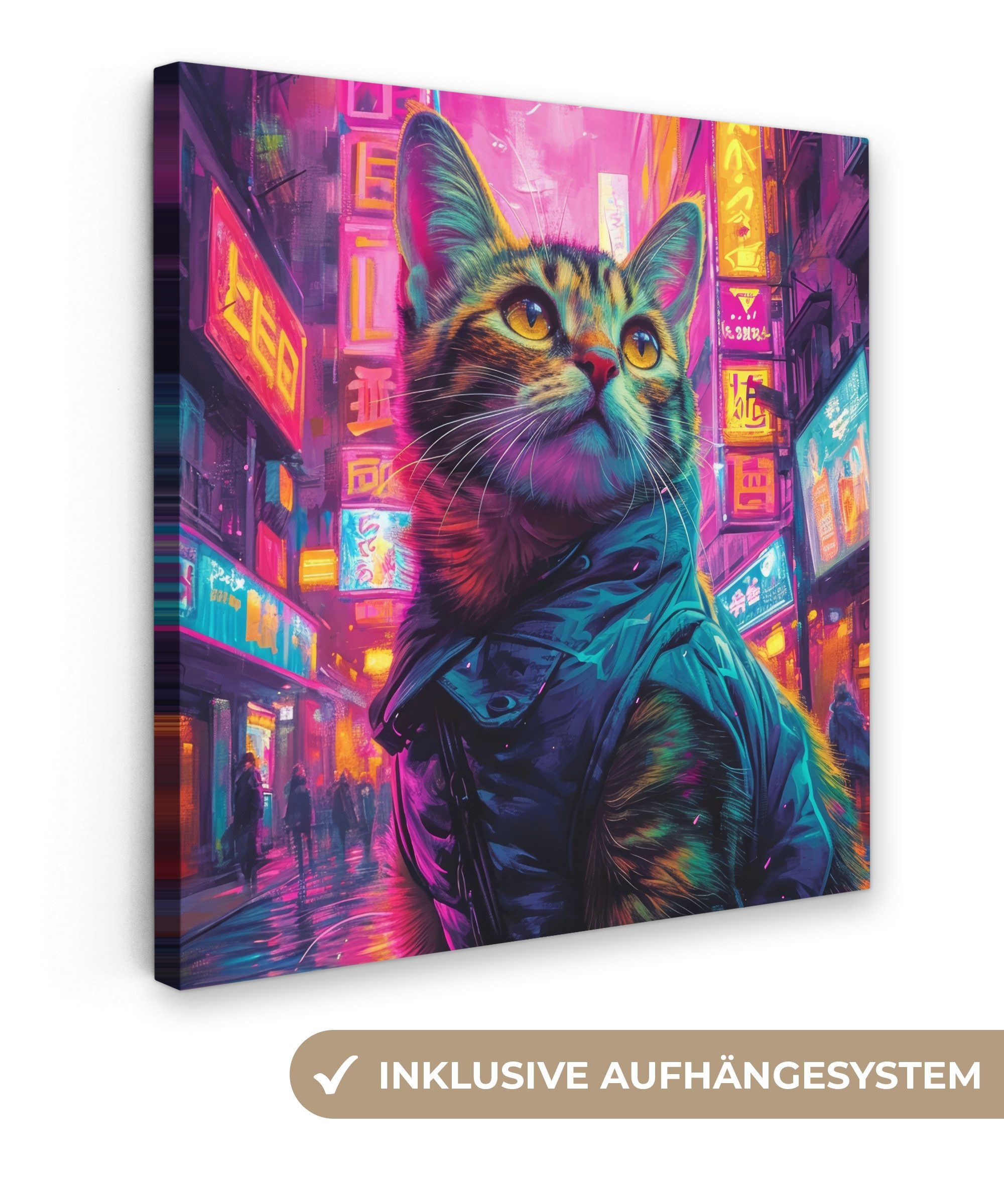 OneMillionCanvasses® Leinwandbild Katze - Pop-Art - günstig online kaufen