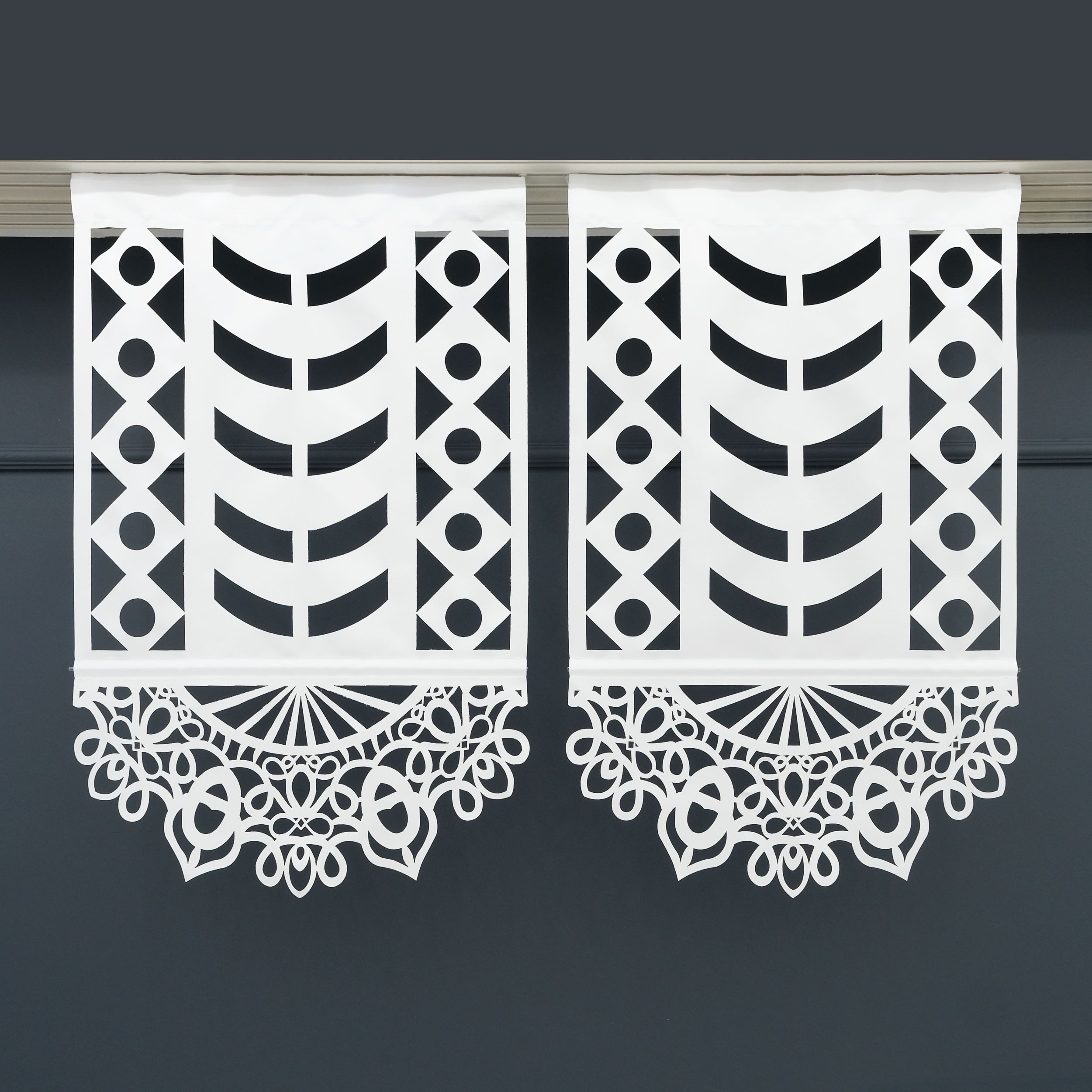 Gardinen by Justyna Schiebegardine 2er Grade Panel Kurz Laser (2 St), Kräuselband, transparent, Polyester, Fertiggardine, Schiebegardine, Modern Styl,Paneel,Panelgardine