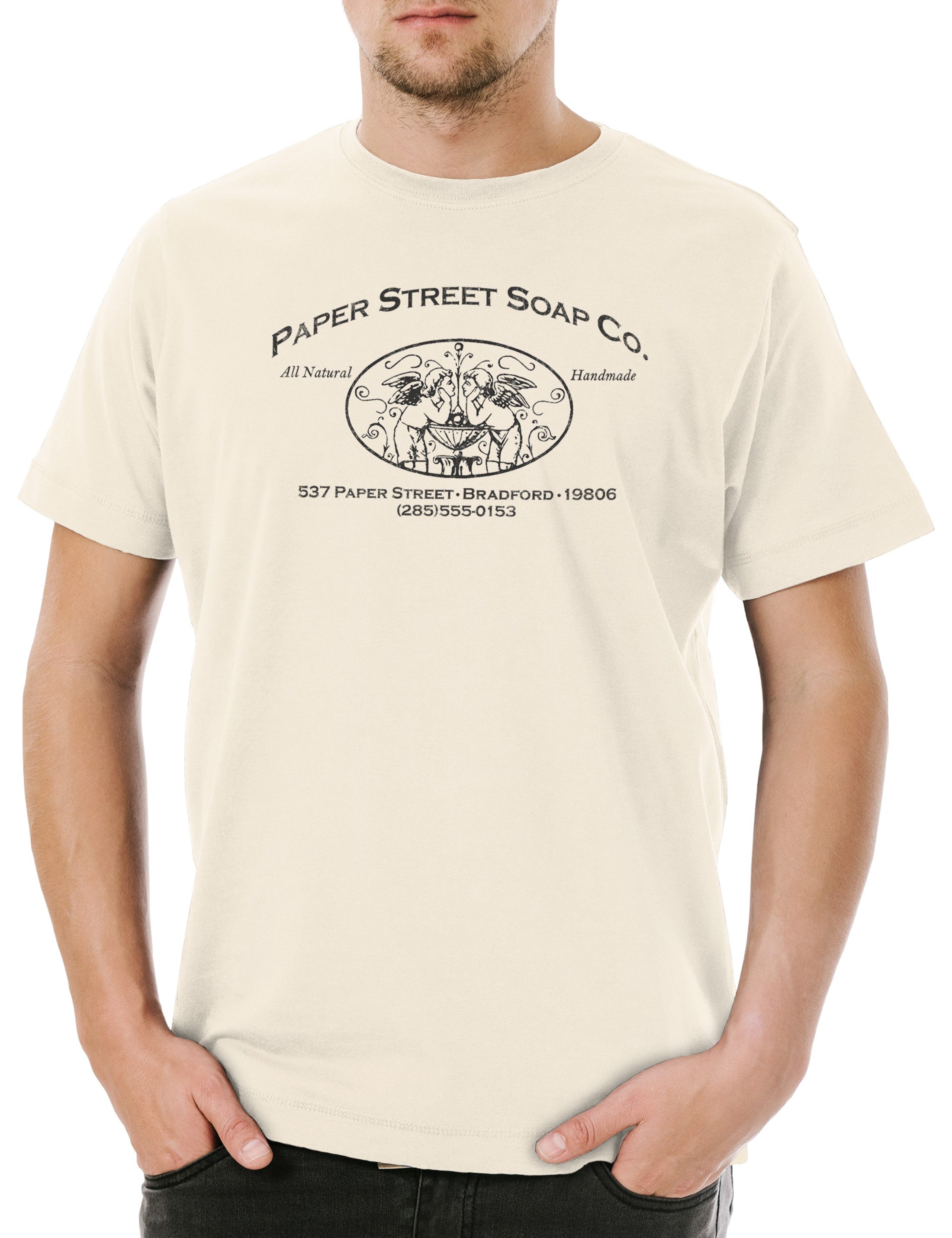 Print-Shirt Paper Street Soap Co. Herren T-Shirt Fight Movie Club Sign Insignia