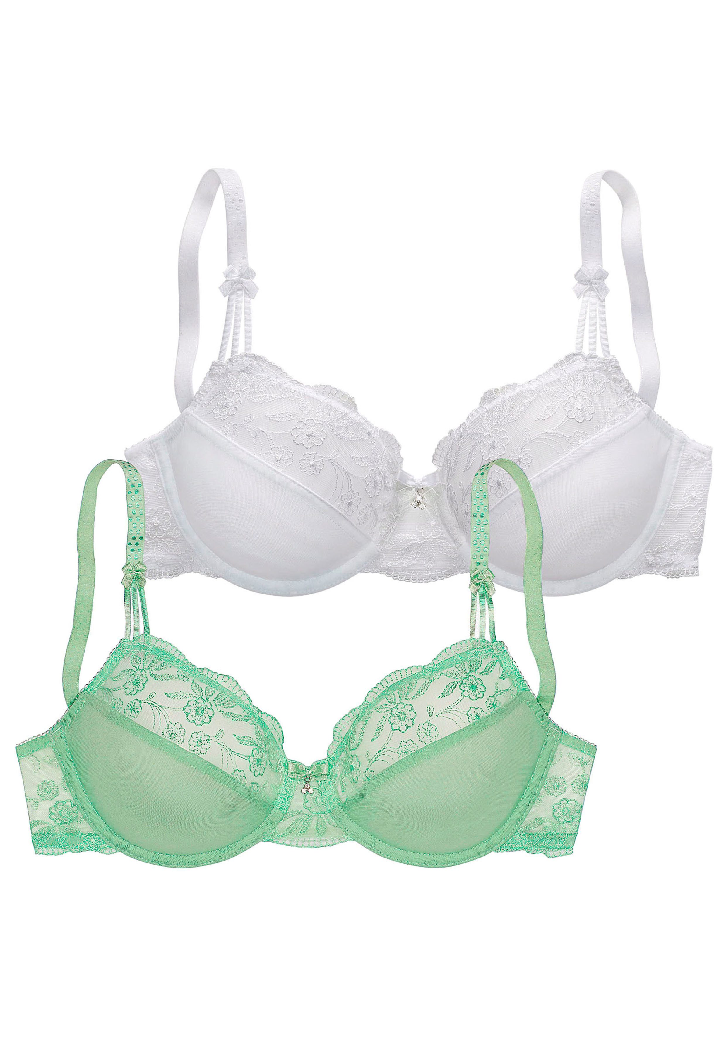Nuance by Lascana Bügel-BH (Packung, 2 Stück) mit Stickereispitze, als Dessous-Set kombinierbar, große Größen – Bild 2 von 5