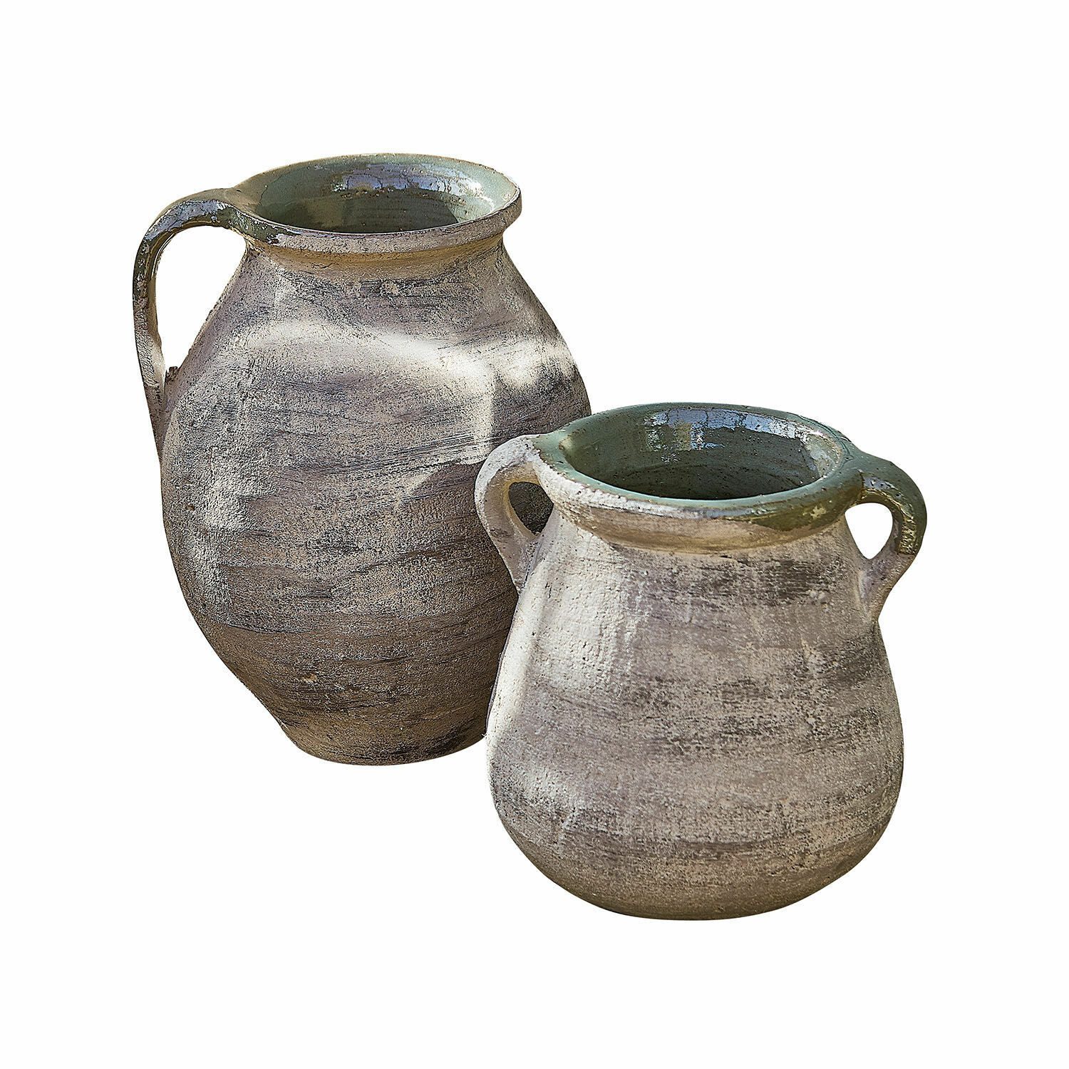 Mirabeau Übertopf Vase 2er Set Malivon antikgrün/grau