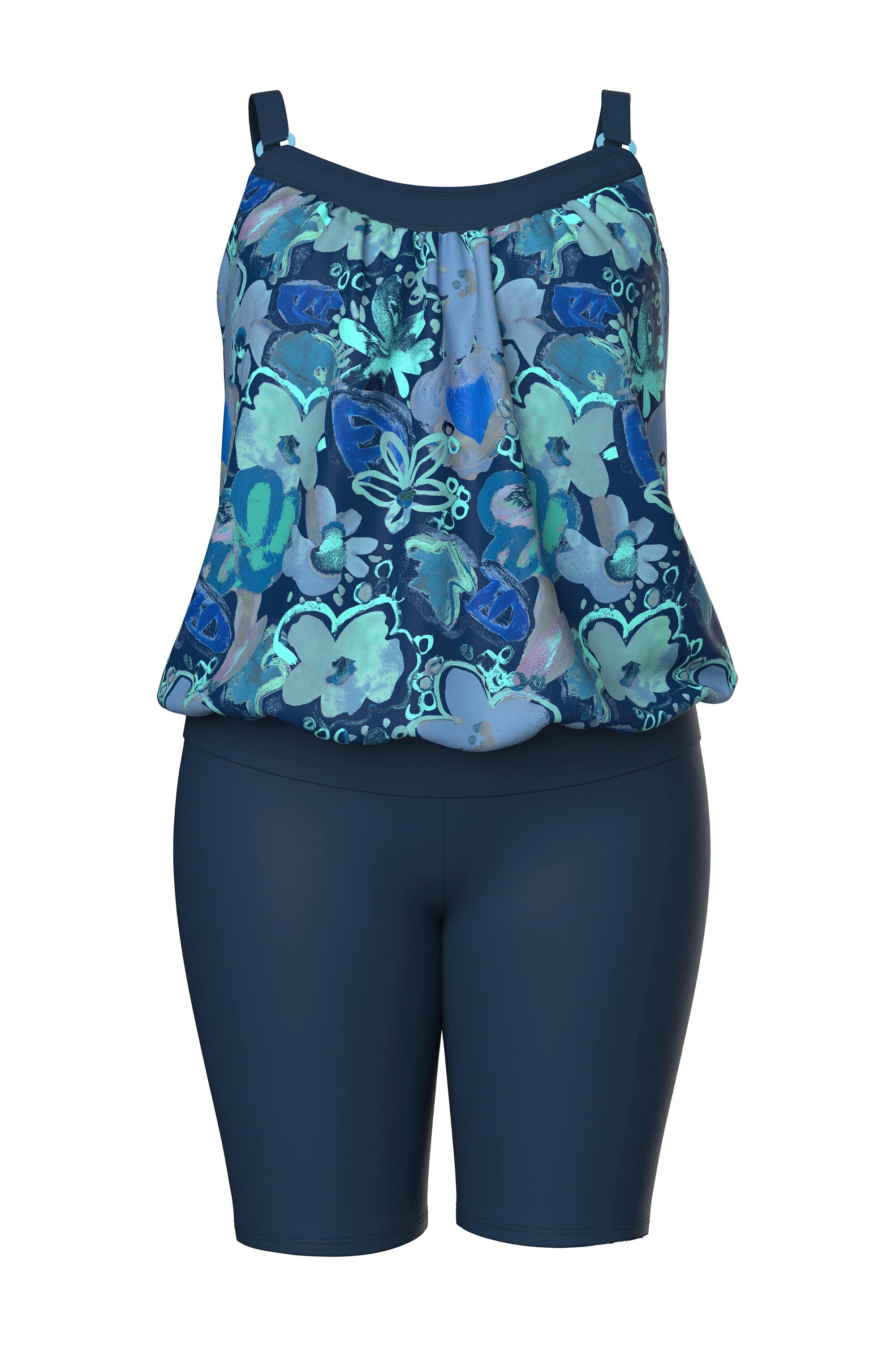 Ulla Popken Bügel-BH Tankini mit Radler Blüten Softcups