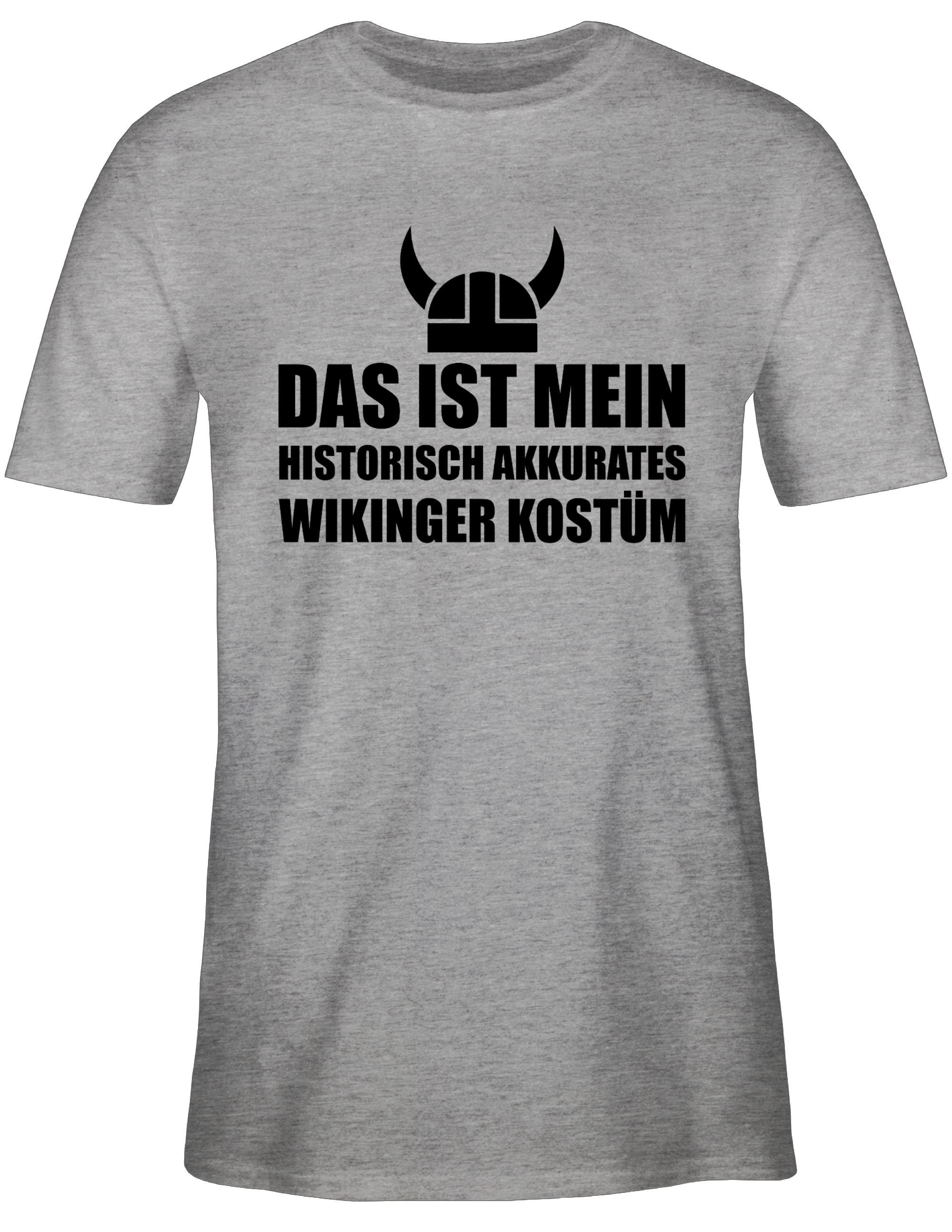 Shirtracer T-Shirt Das ist Historisch Karneval Grau meliert Kostüm - mein Wikinger 3 Outfit Akkurates schwarz