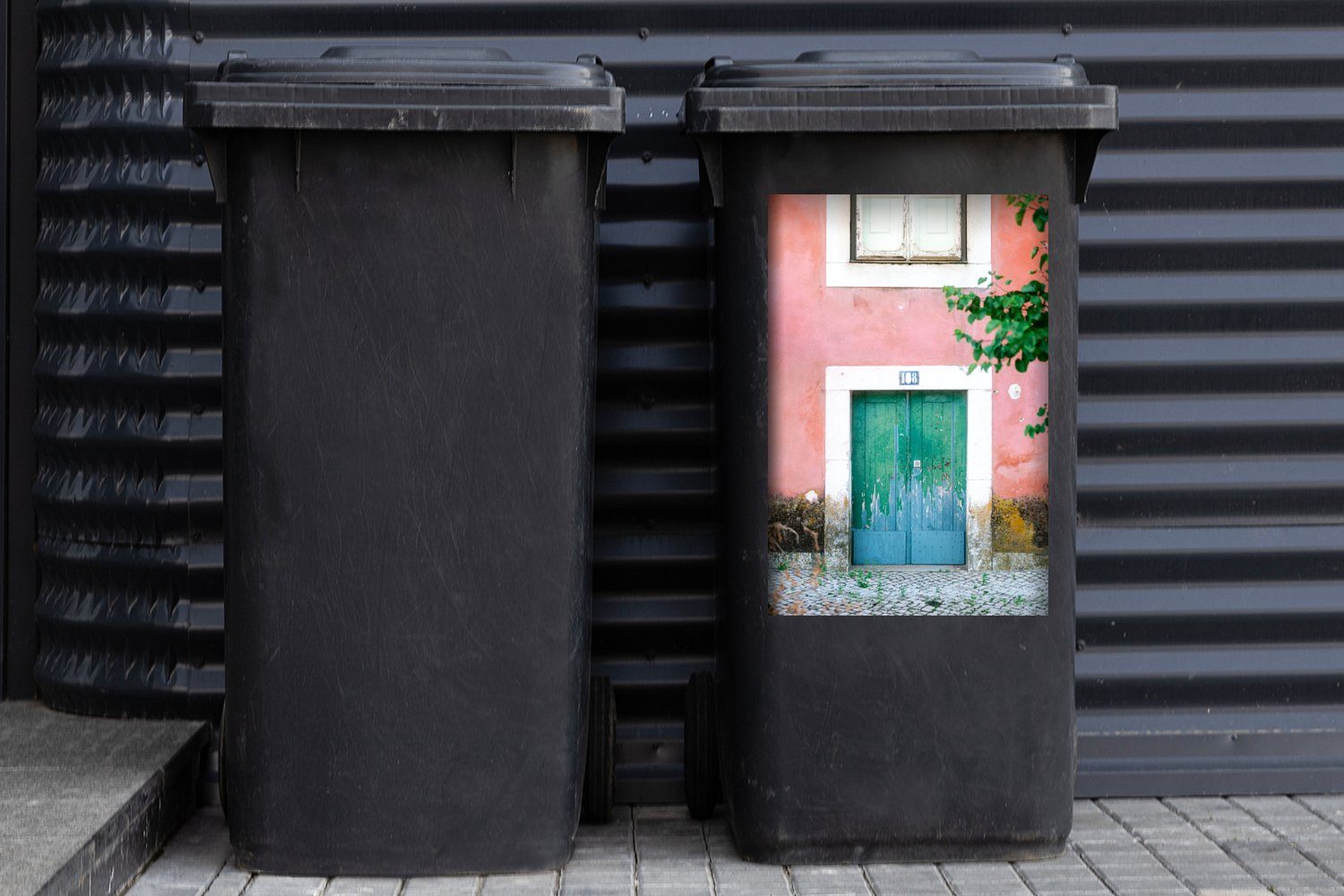 - MuchoWow (1 Mülltonne, Rosa Farbe Sticker, Grün Abfalbehälter Container, Tür - Wandsticker St), - Mülleimer-aufkleber,