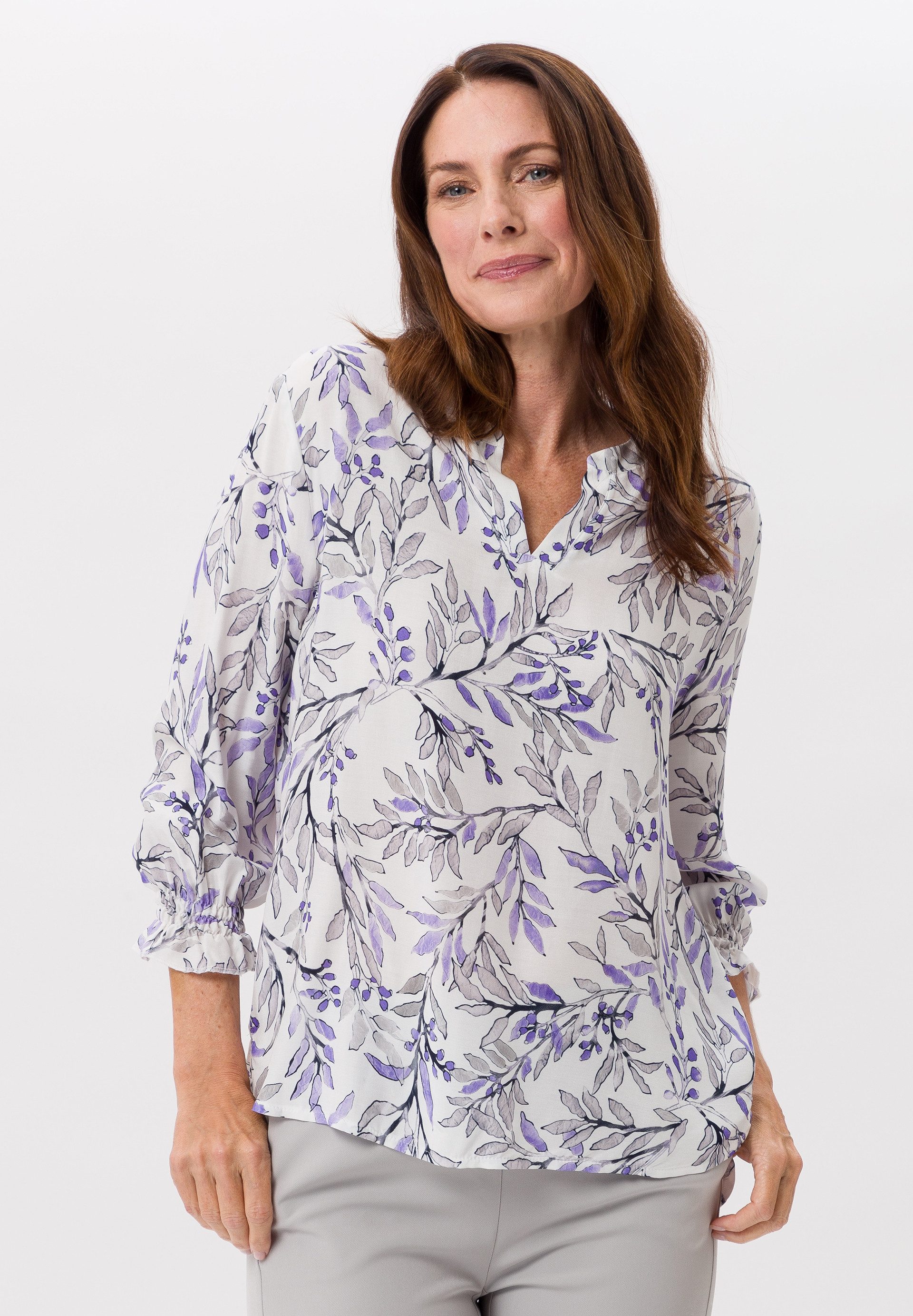 FRANK WALDER Langarmbluse mit Allover-Print günstig online kaufen