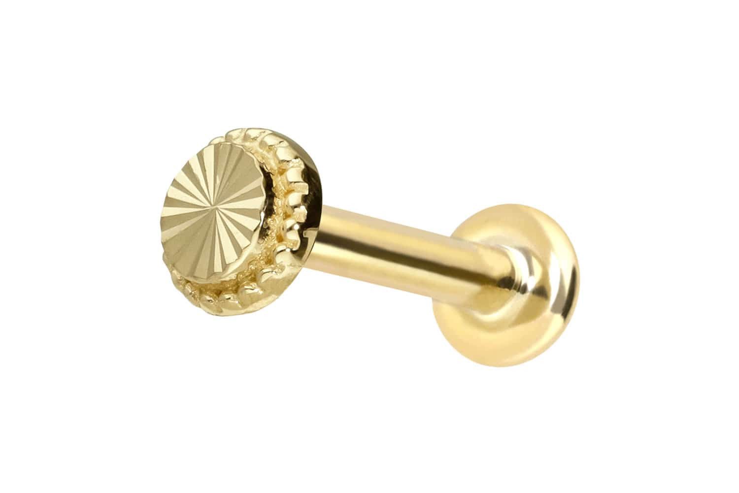 Piercing-Set 14 Karat Gold Labret mit Innengewinde DISC