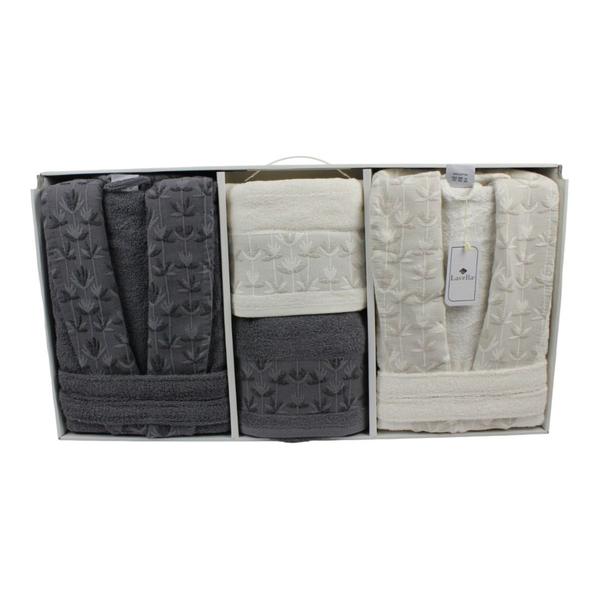 alesvelt Unisex-Bademantel Wellness Set 6 teilig aus Baumwolle, 2x Bademant günstig online kaufen