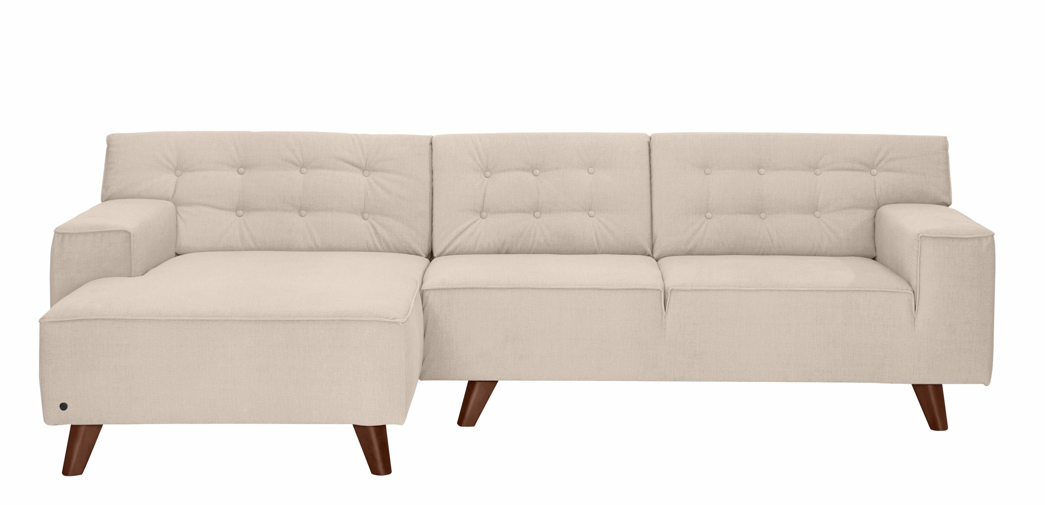 TOM TAILOR HOME Ecksofa NORDIC CHIC, mit Recamiere, im Retrolook, Füße nussbaumfarben