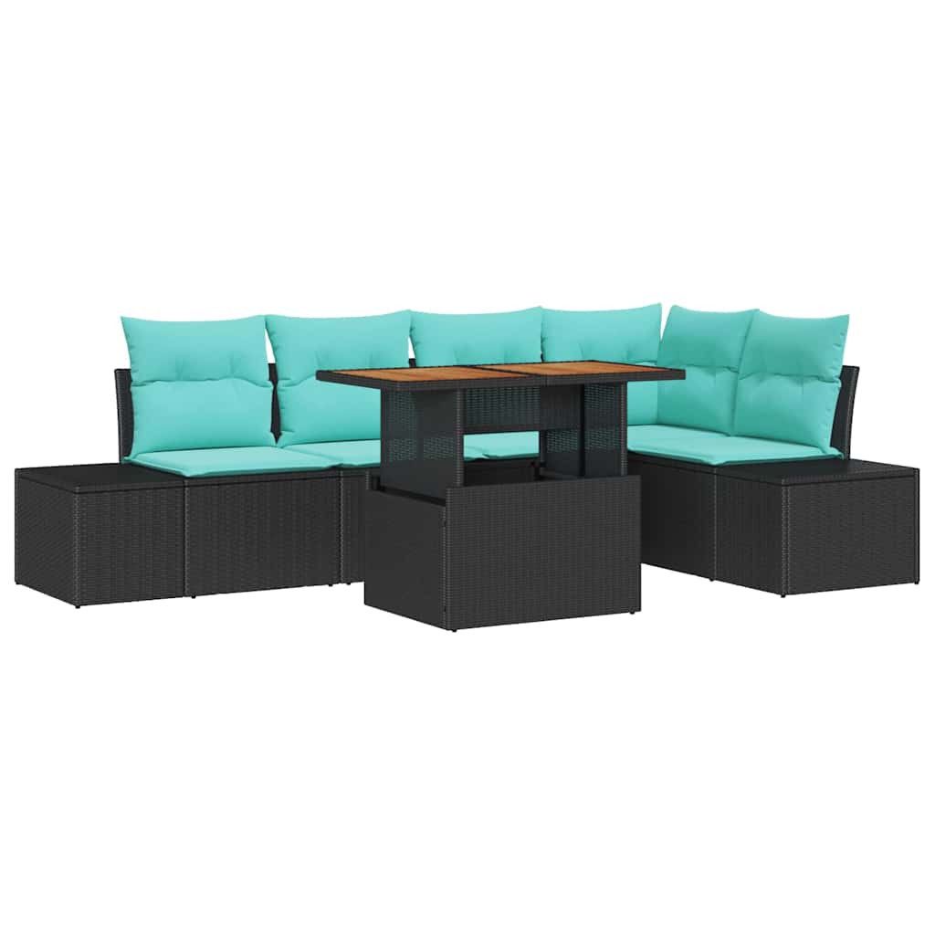 vidaXL Loungesofa Garten-Sofa-Set 6 stk. 5-Sitzanzahl Schwarz und Teal, 6 Teile