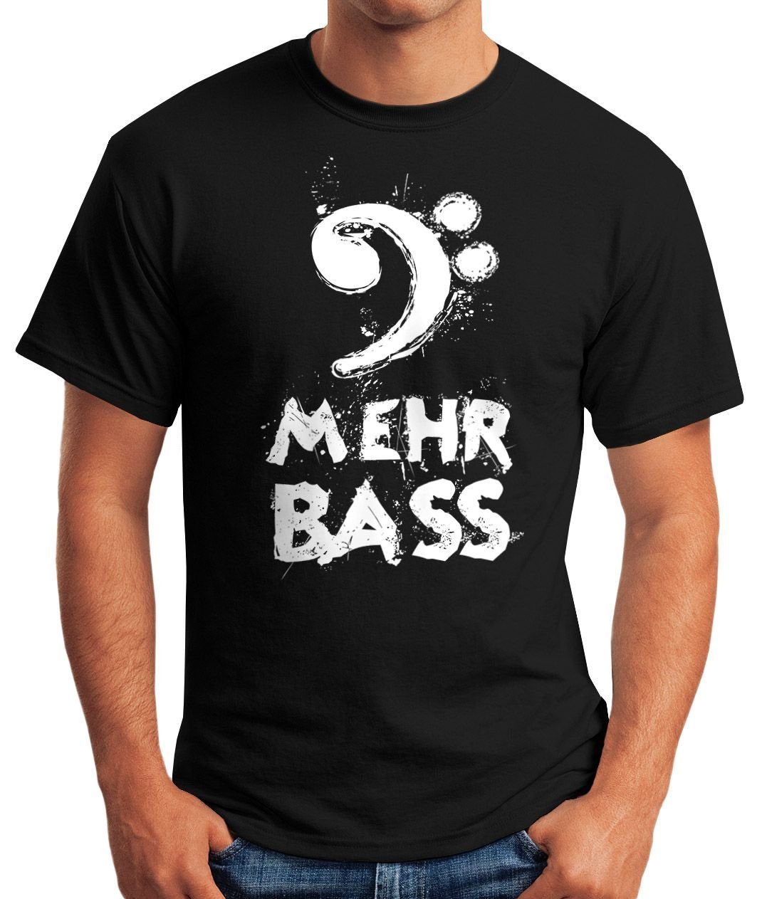 MoonWorks Print-Shirt Herren Party Musik Moonworks® schwarz T-Shirt Print Mehr mit Bass