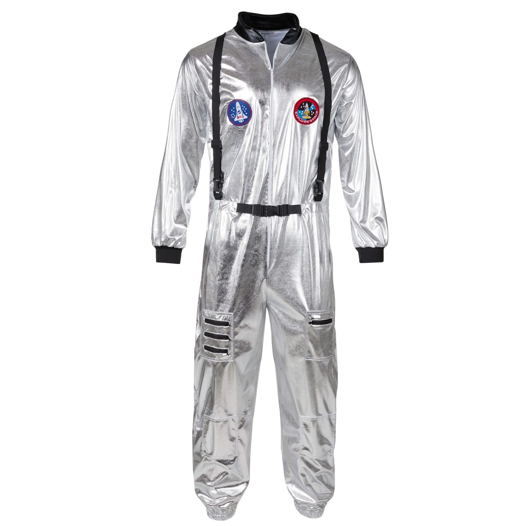 dressforfun Kostüm Unisexkostüm Astronaut, Silberner Overall für eine galaktische Optik.