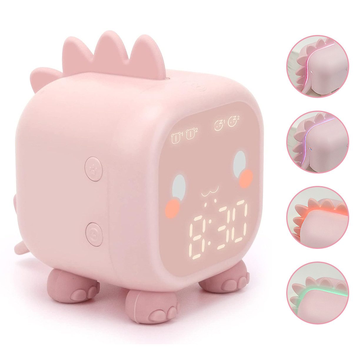 MOPUEA Kinderwecker Kinderwecker LED digitaler USB Wecklicht Schlaftraining Nachttischuhr