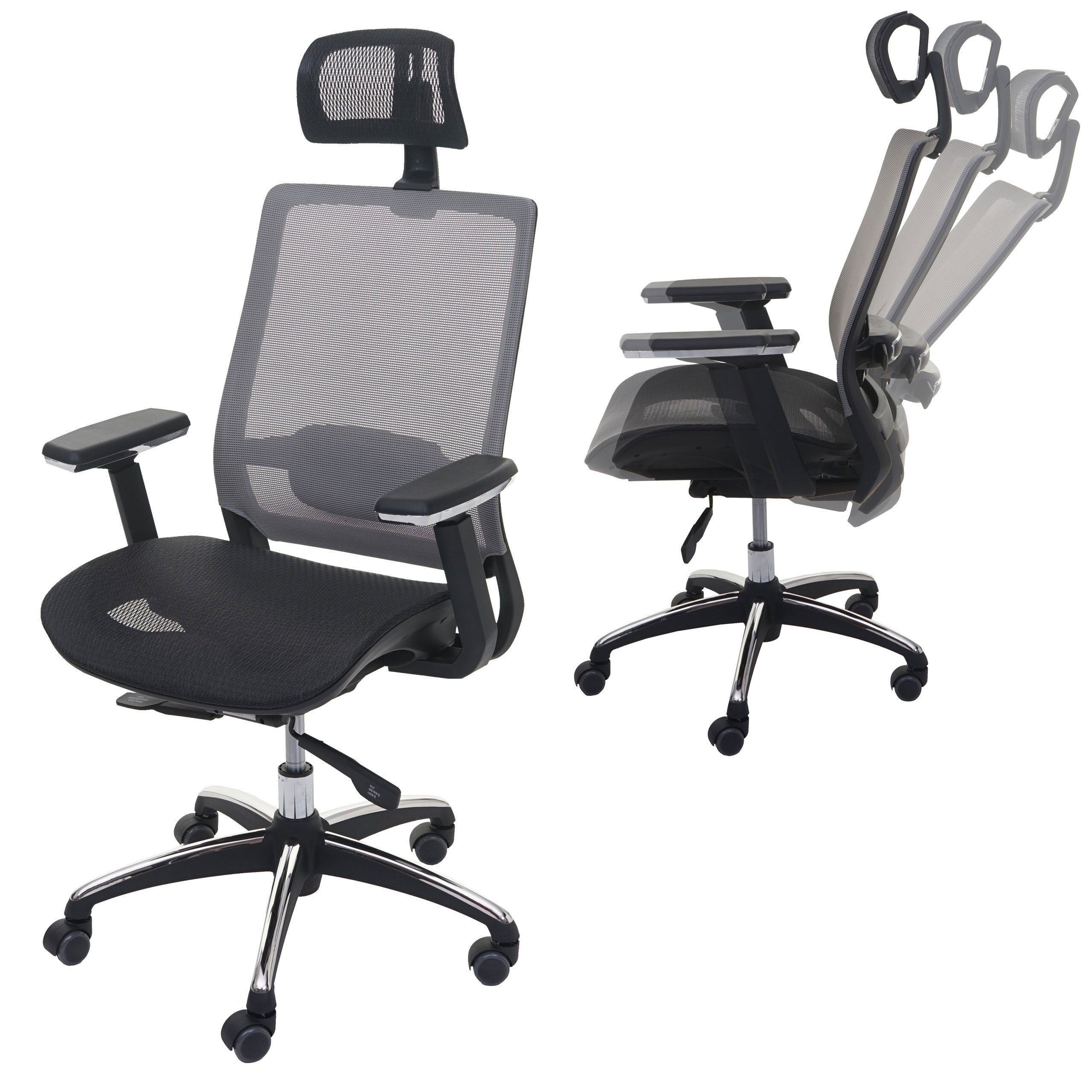 MCW Schreibtischstuhl MCW-A20, In der Tiefe verstellbare Sitzfläche, Lendenwirbelstütze anpassbar schwarz-grau