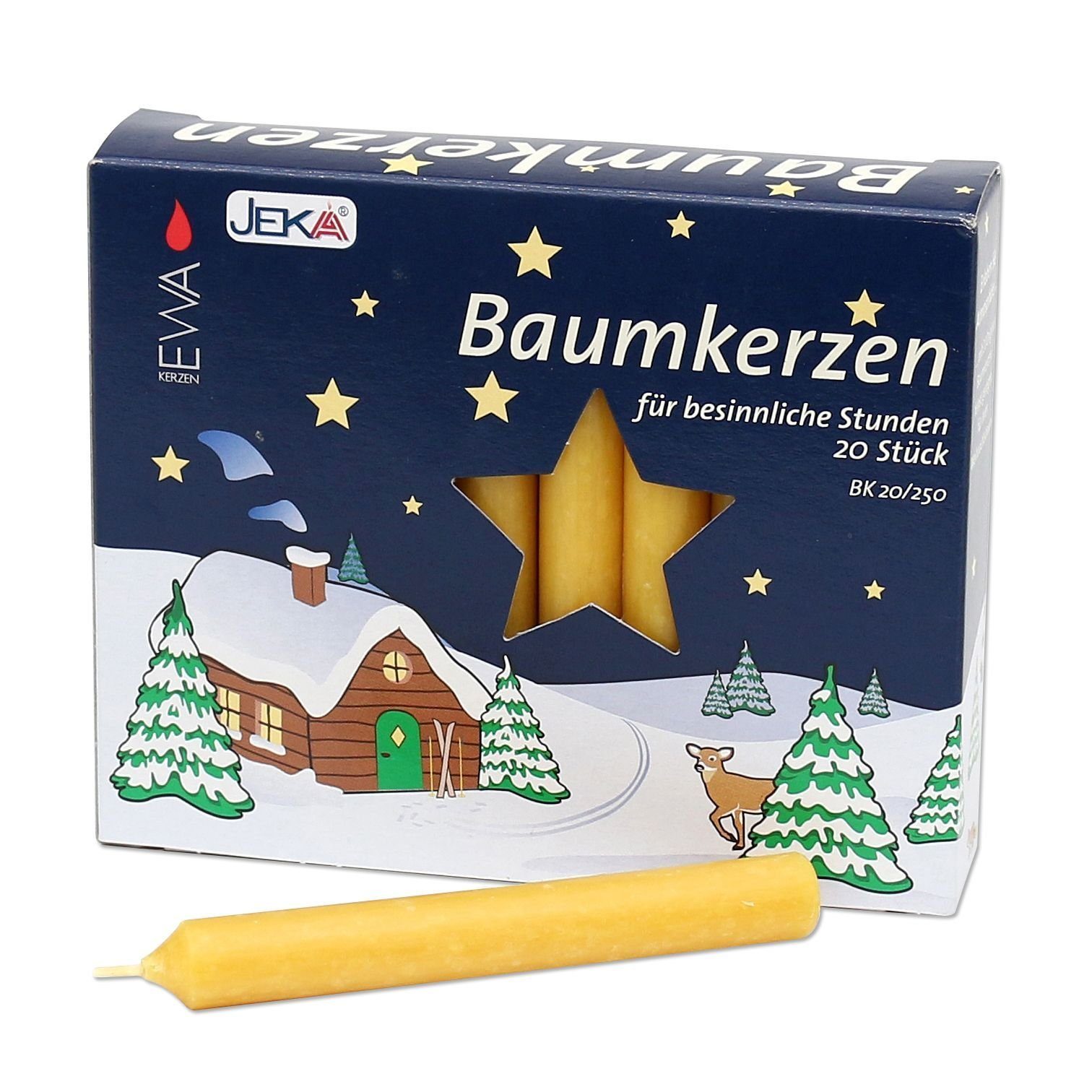 Ebersbacher Kerzenfabrik Duftkerze 1 Päckchen - 20 Baumkerzen - Ø 13 mm Länge 105 mm - 20 / 250 - Natur