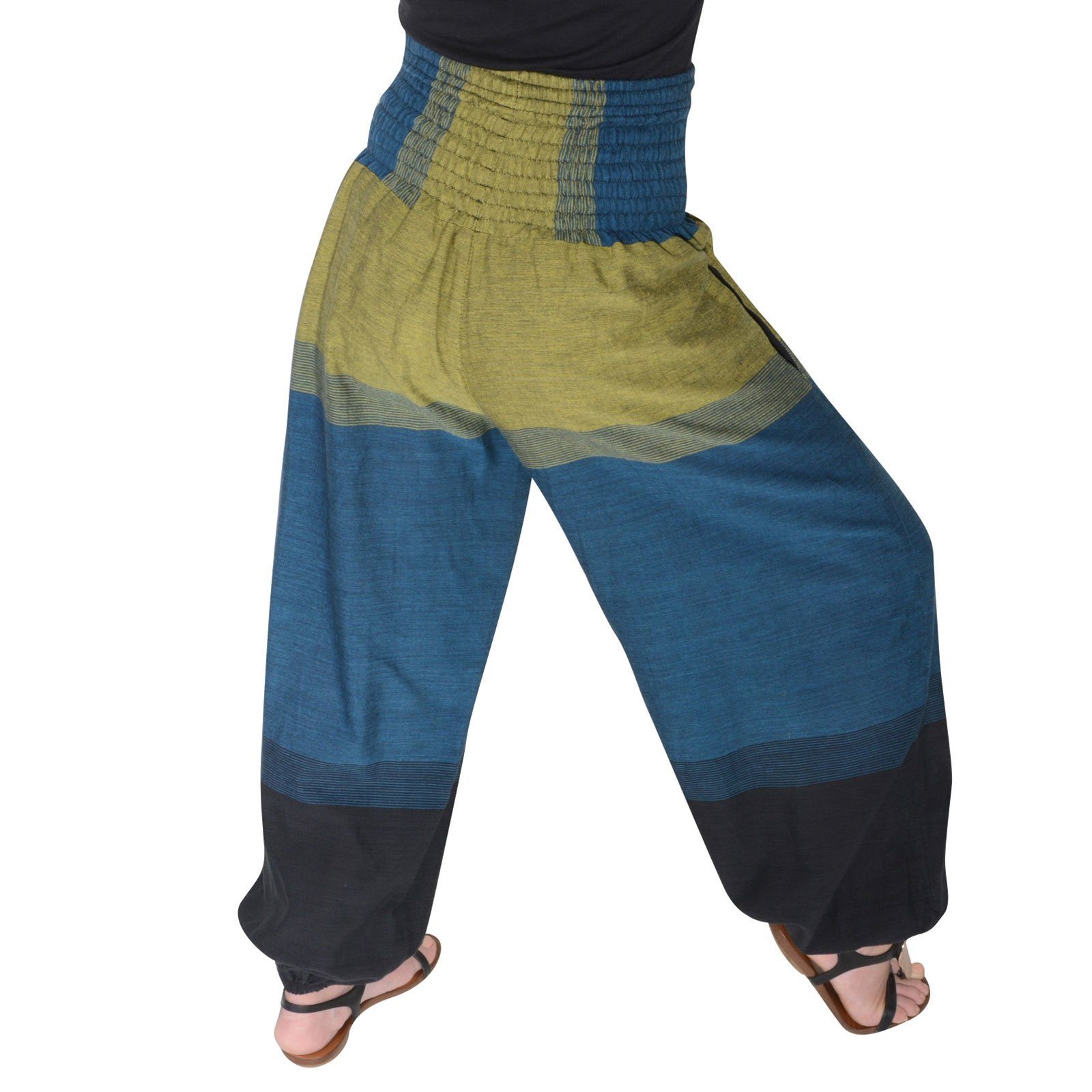 KUNST UND MAGIE Haremshose KUNST&MAGIE Damen Grün bunt Pumphose one / Petrol size Yoga Smerhose Pluderhose Boho