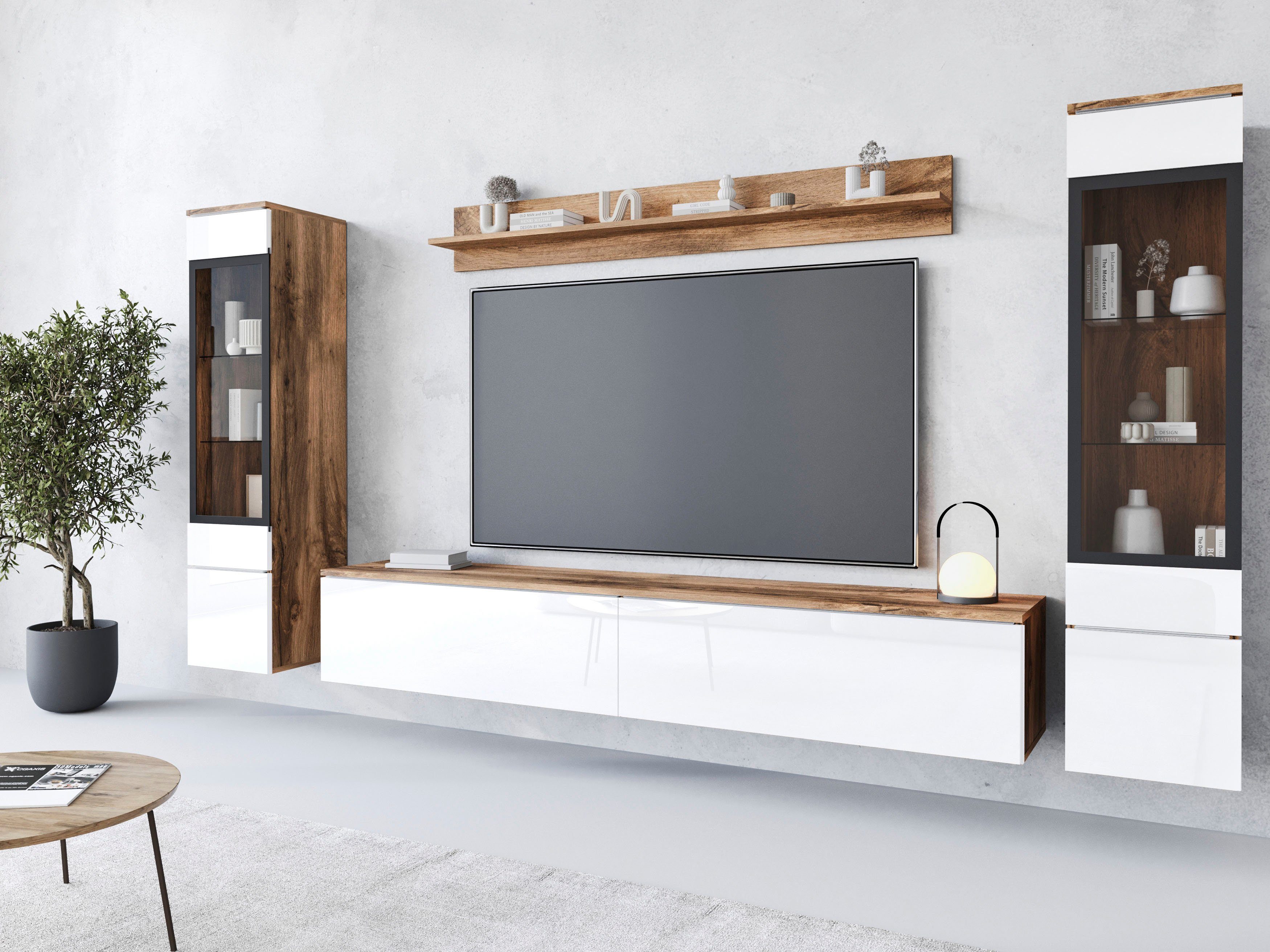 INOSIGN Wohnwand VERA II, Vitrinen Türanschlag wechselbar, (Komplett-Set, 4 günstig online kaufen