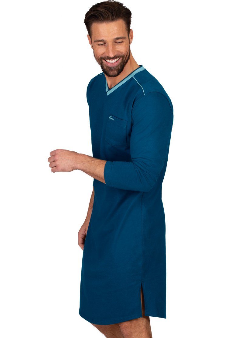 Trigema Pyjama TRIGEMA Herren-Nachthemd aus saphir-C2C (kbA) Biobaumwolle