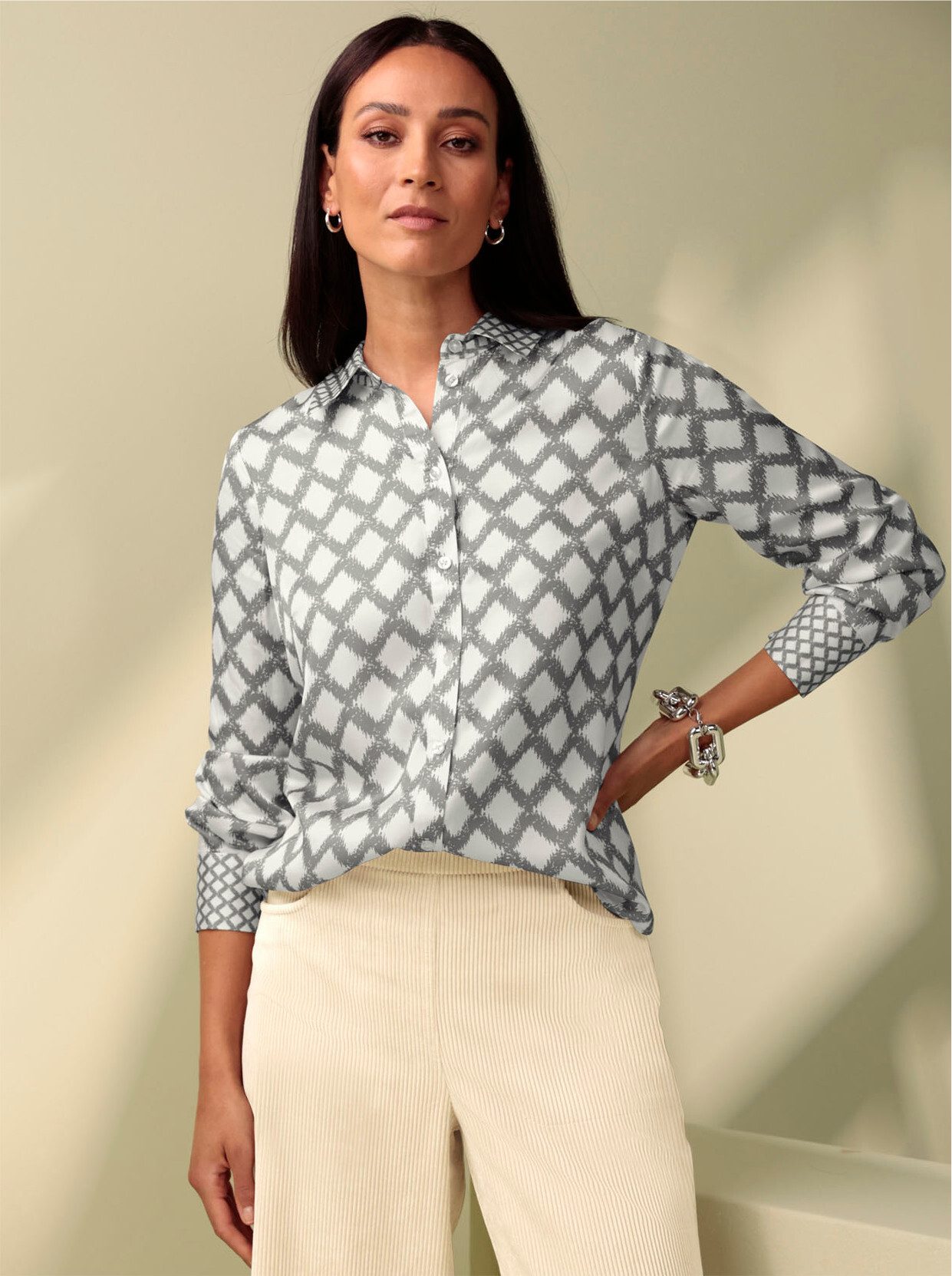 heine Klassische Bluse Druck-Bluse Langarm