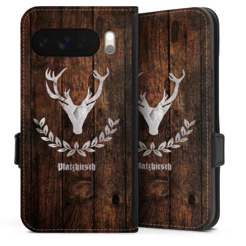 DeinDesign Handyhülle Hirsch Holzoptik Holz Platzhirsch, Google Pixel 10 Pro XL Hülle Handy Flip Case Wallet Cover