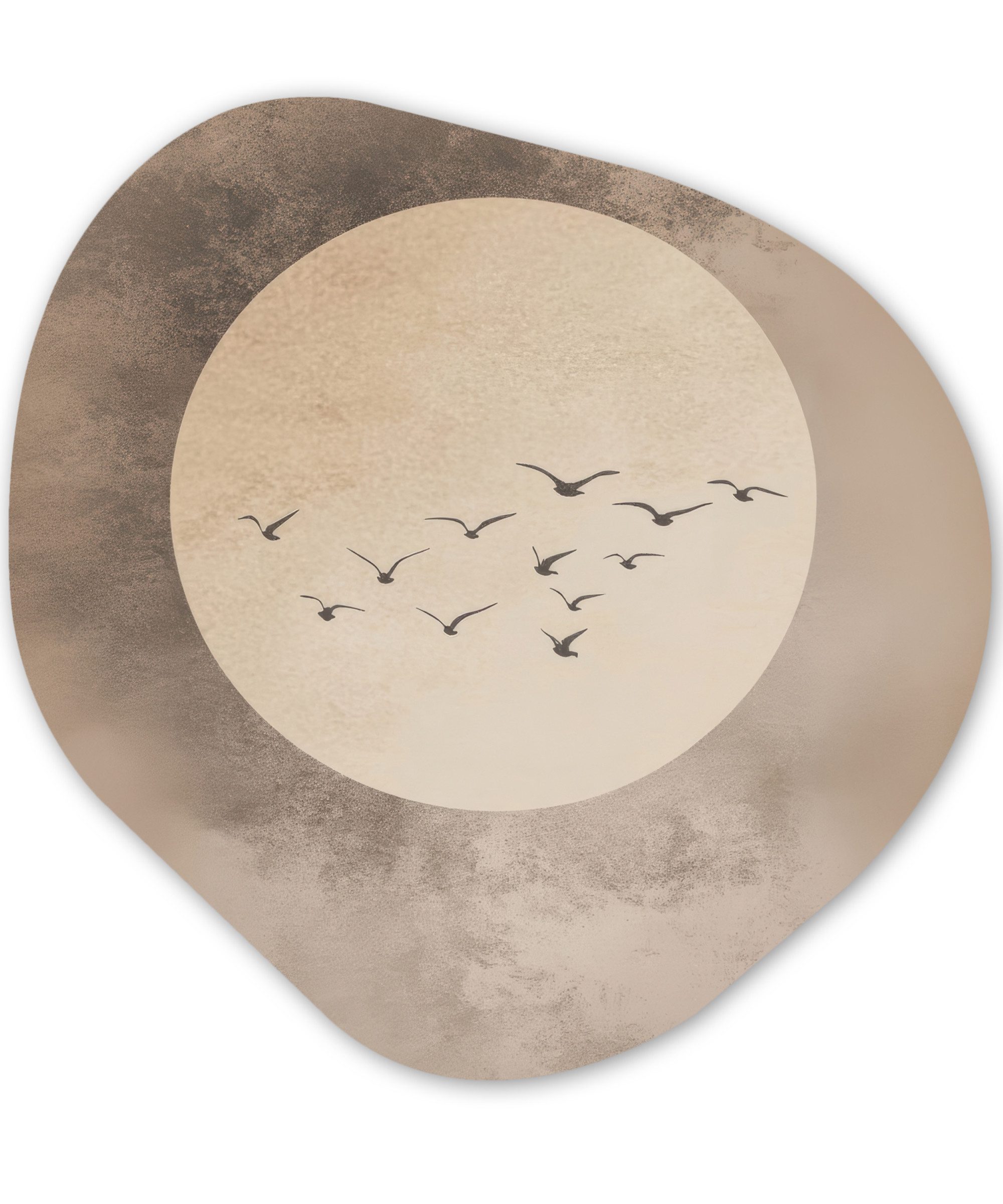 MuchoWow Gemälde Vogel - Beige - Japanisch, Fotodruck (1 St), Wandbild Abstrakt, Wohnzimmer Schlafzimmer Wanddekoration, 40x40 cm