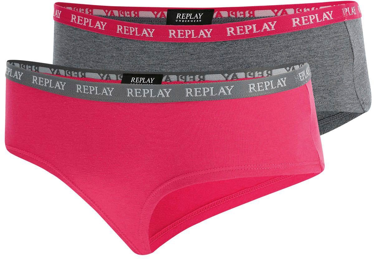 Replay Bikinislip Lady Culotte Style 2pcs pack fuchsia grau-meliert, 1 - 2er-Pack) (Packung, Waterfall