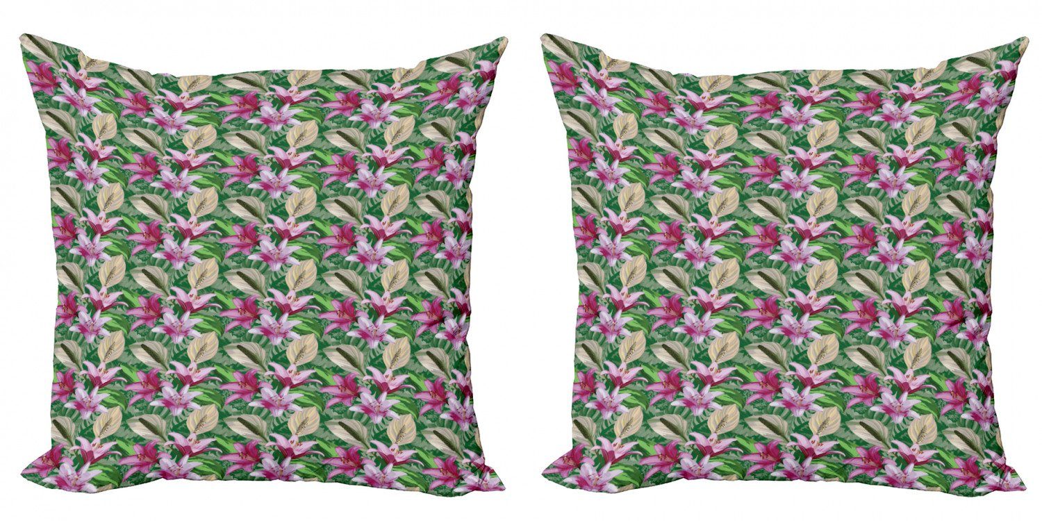 Kissenbezüge Modern Accent Doppelseitiger Digitaldruck, Abakuhaus (2 Stück), Blume Aquarelle Lily Garden