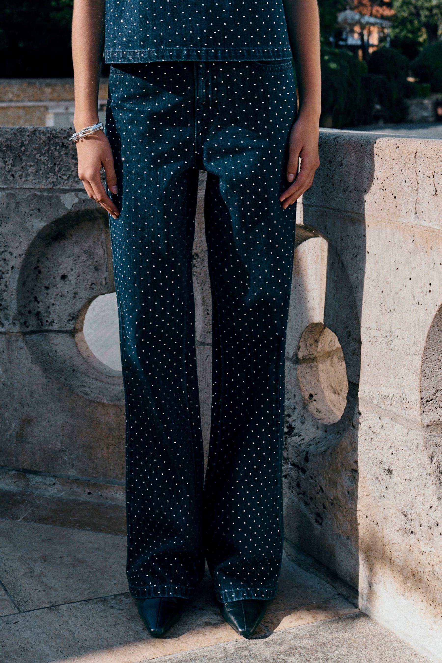 Next Weite Jeans Verzierte Jeans mit weitem Hosenbein (1-tlg)