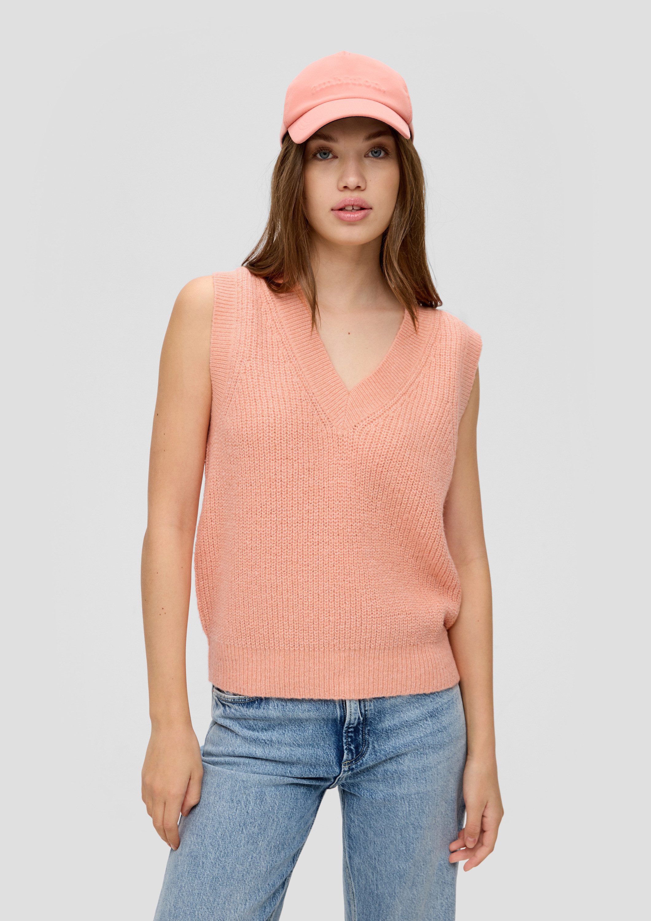 QS Rundhalspullover Strickpullunder Strickpullunder mit V-Neck günstig online kaufen