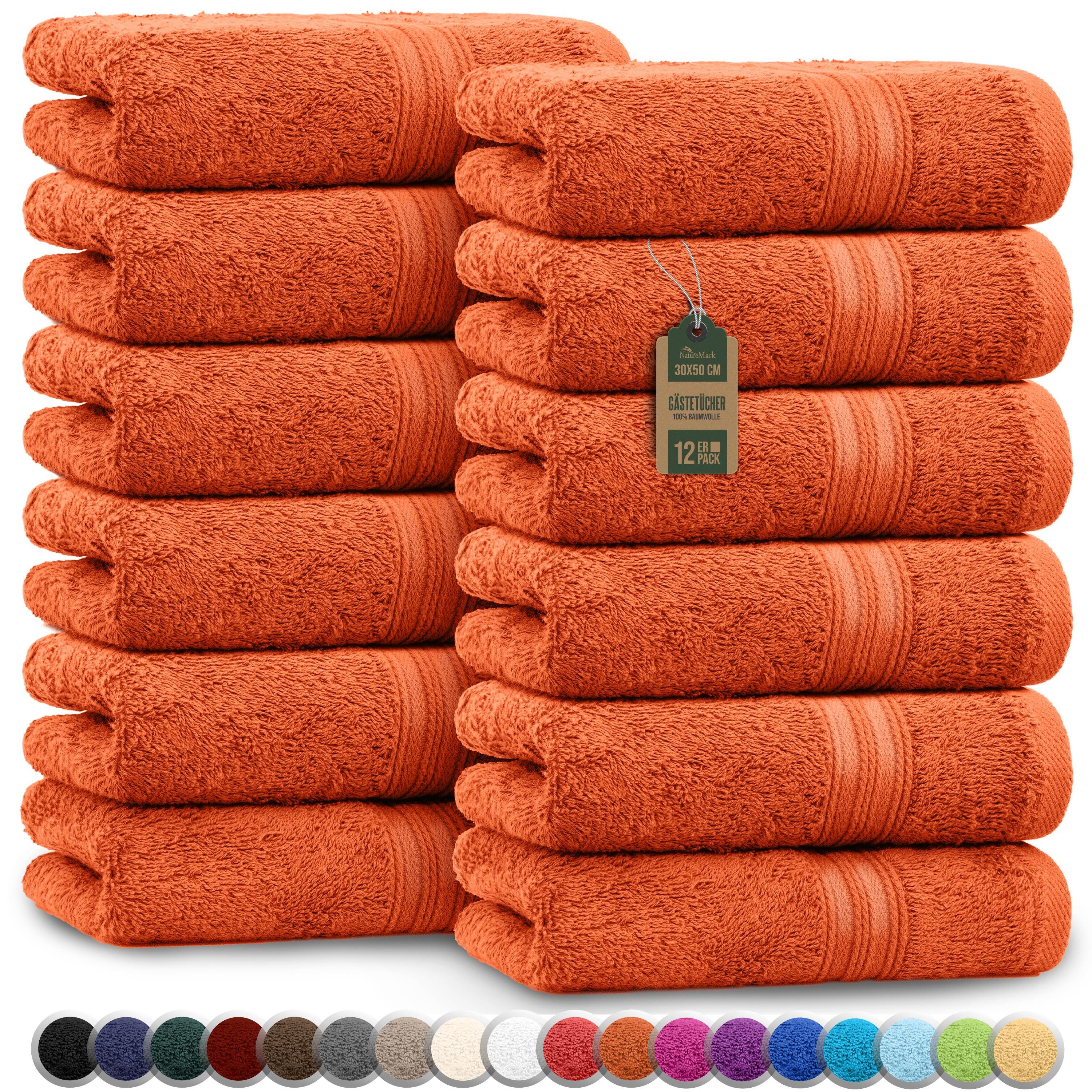 NatureMark Gästehandtuch Gästetuch 500gsm, 100% Baumwolle (12-St), Gästehandtuch Premium Qualität, 30x50cm, Terrakotta