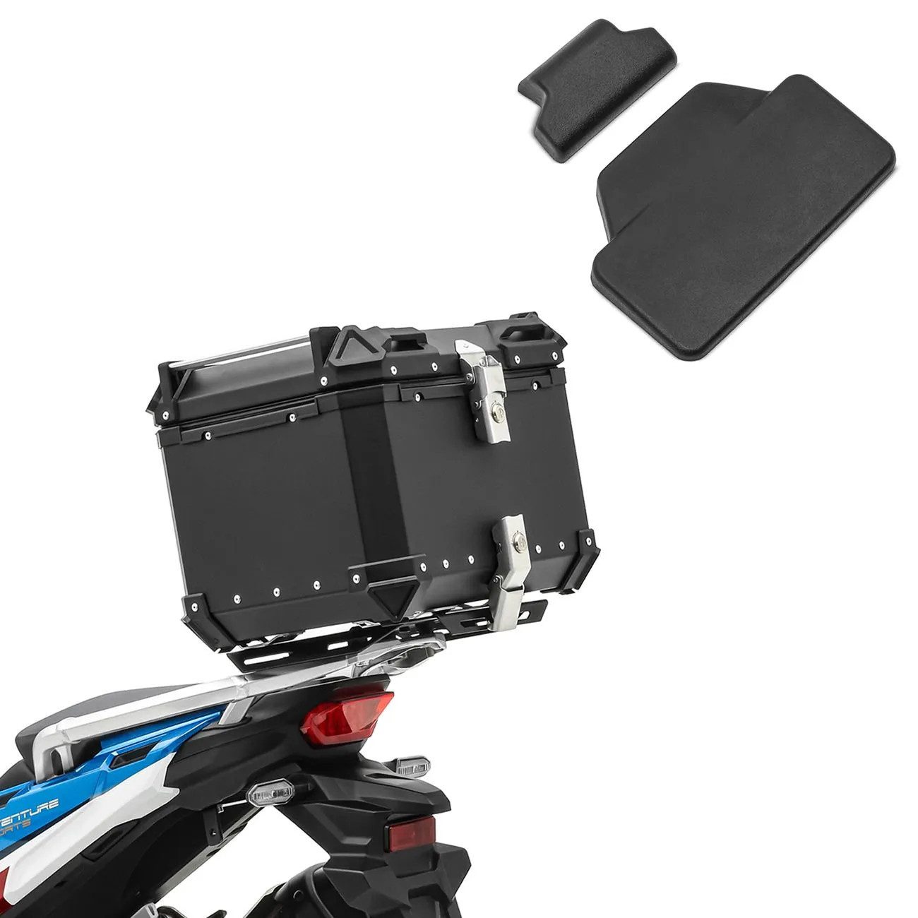 Topcase Set Motorrad Aluminium Topcase 45L + Sozius Rückenpolster Bagtecs