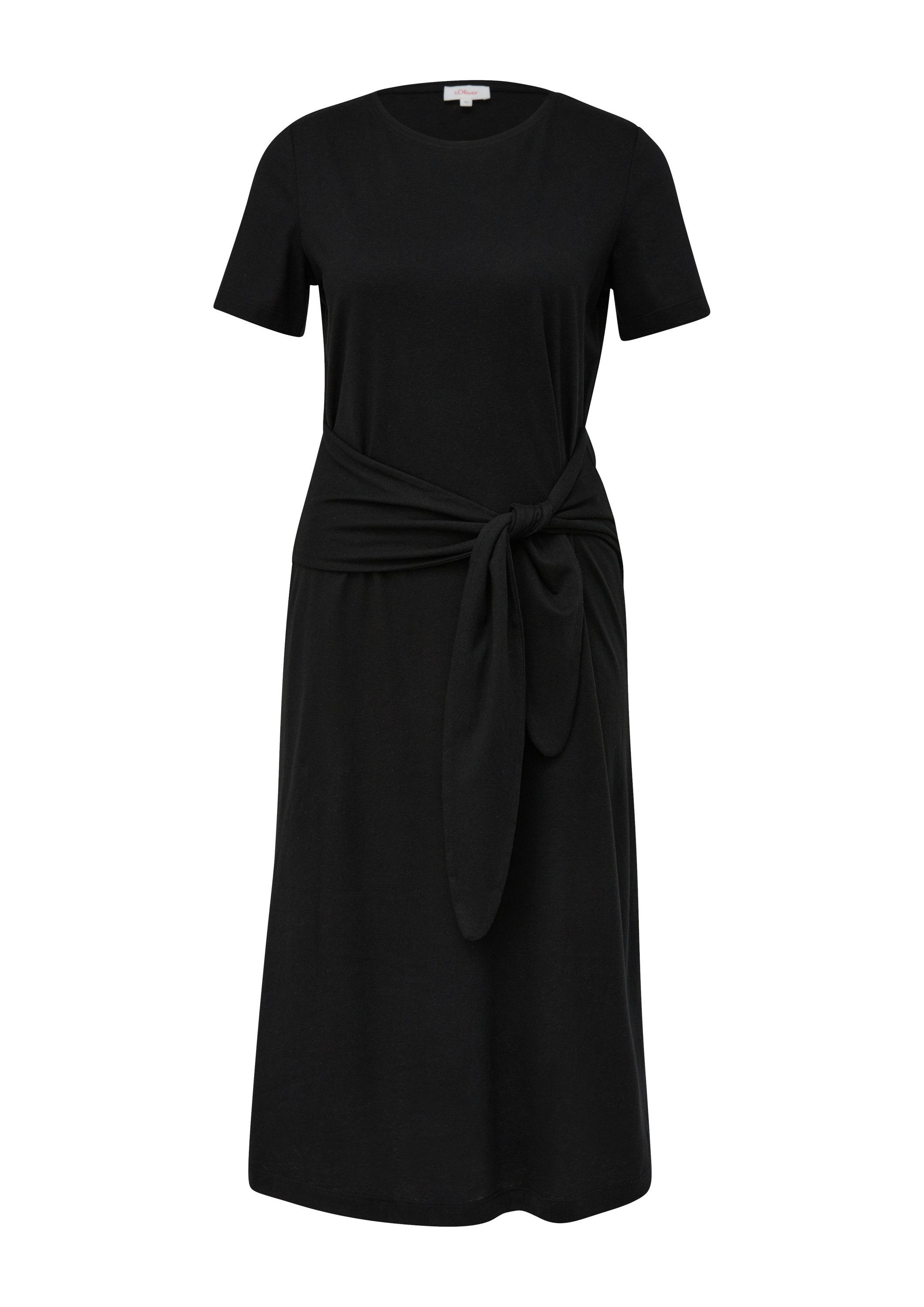 s.Oliver Minikleid Kleid Jersey-Kleid mit Rundhalsausschnitt und Knoten-Detail
