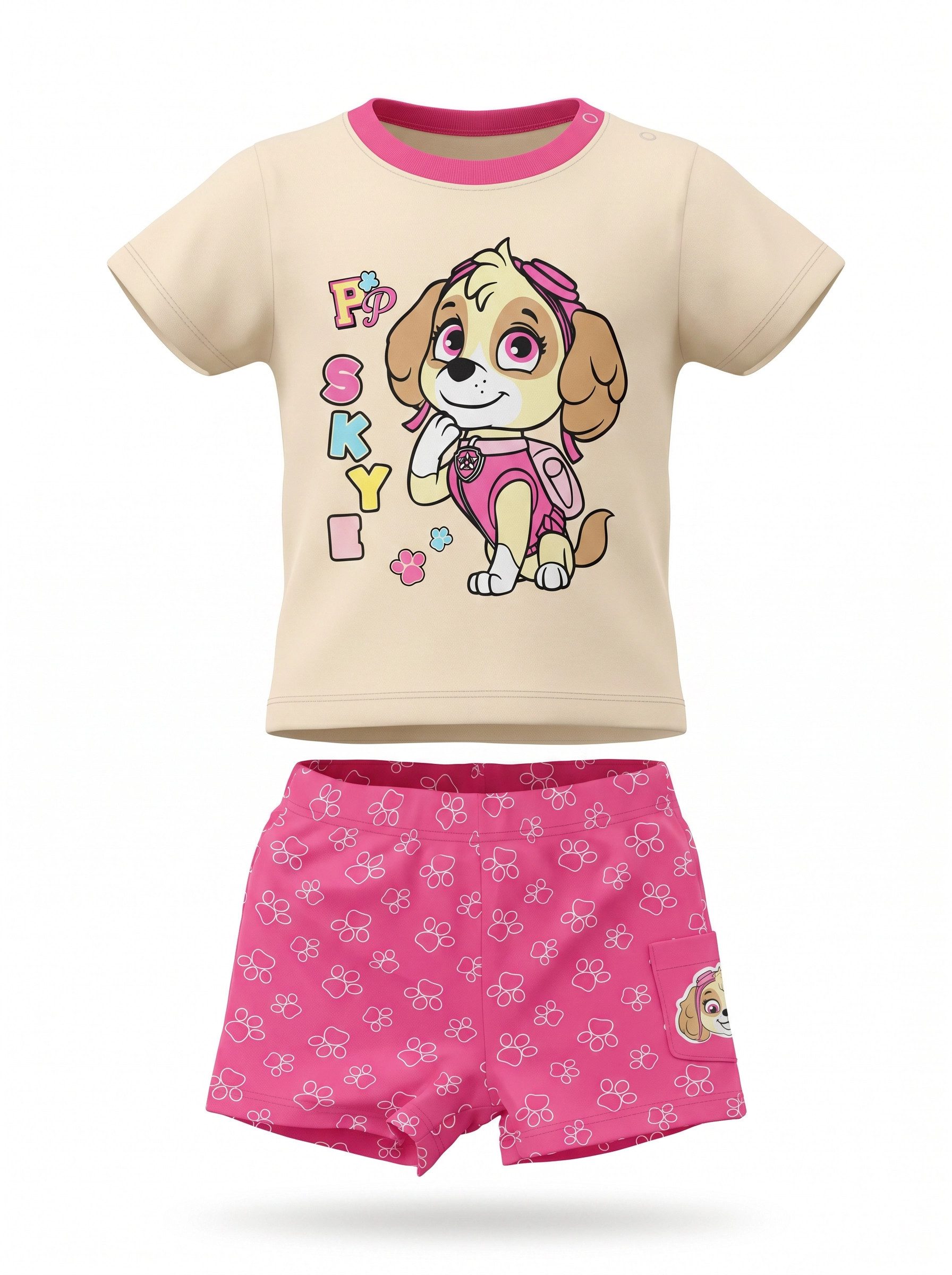 Print-Shirt Paw Patrol Skye Mädchen Baby Kurzarm Shirt plus Shorts