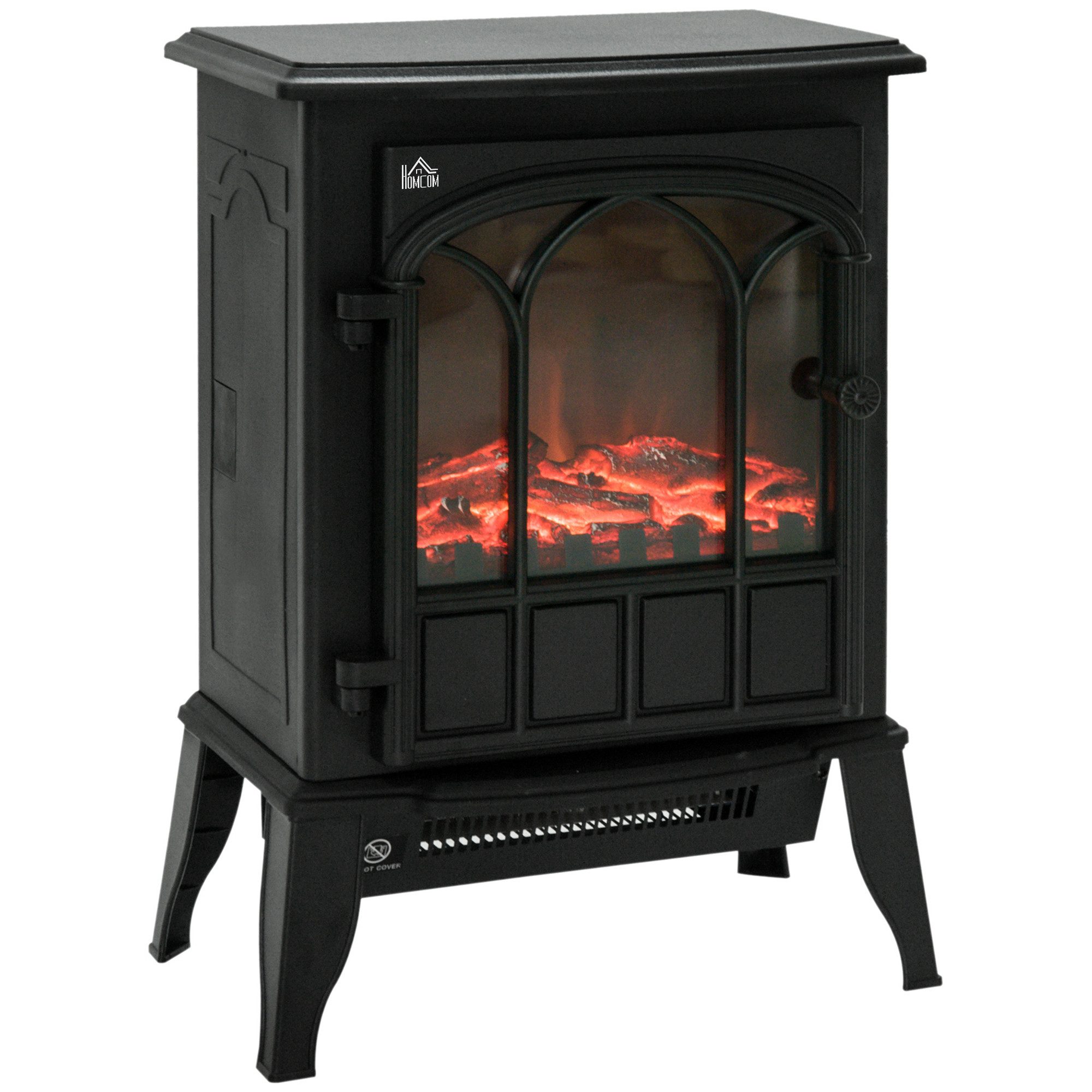 HOMCOM Elektrokamin Elektrischer Kamin mit LED Flammeneffekt, Kaminofen, Schwarz, Einstellbare Flammenhelligkeit – Bild 2 von 5