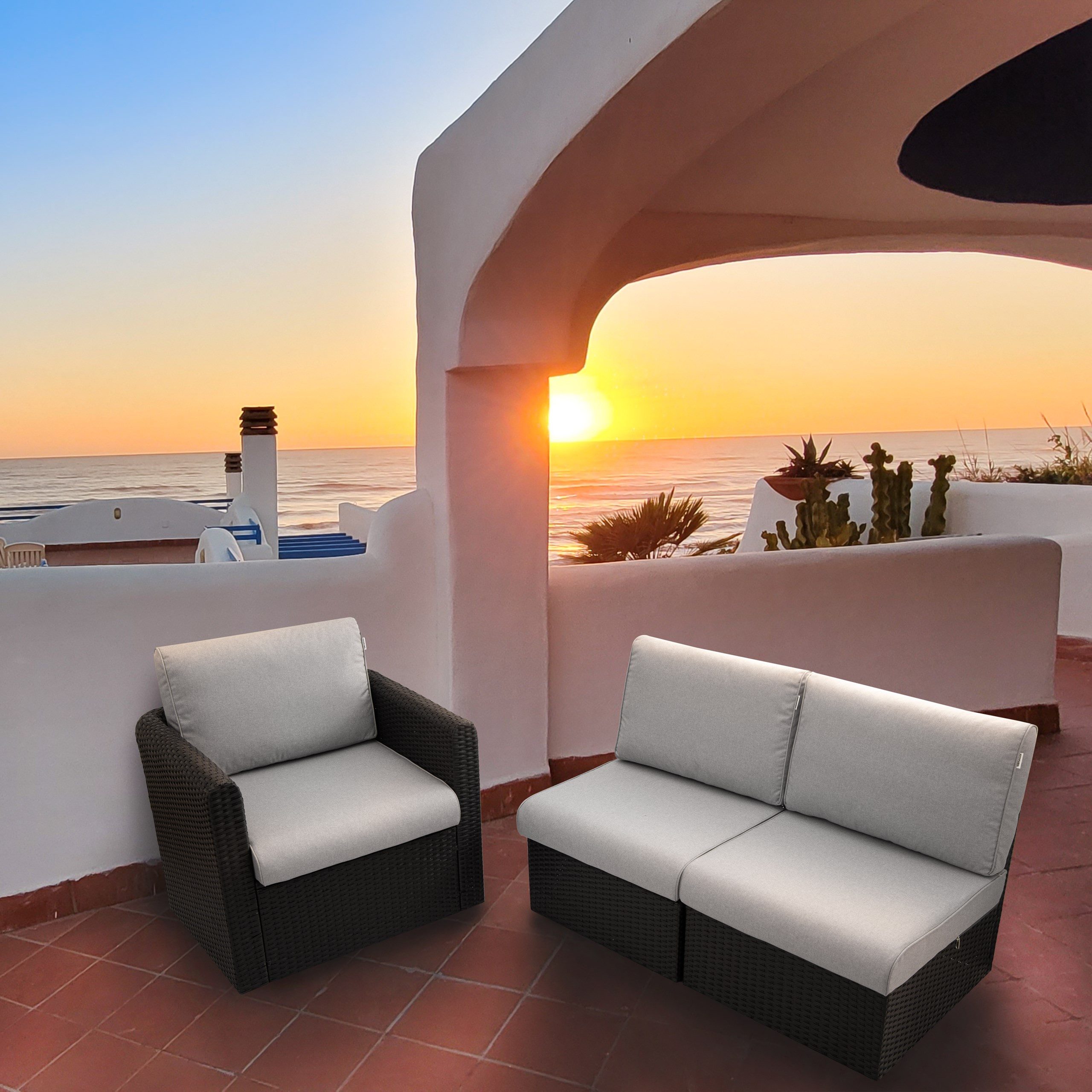 Bjird Sitzkissen Polsterauflagen für Rattanmöbel - 2-teilig (Sitz + Rückenl günstig online kaufen