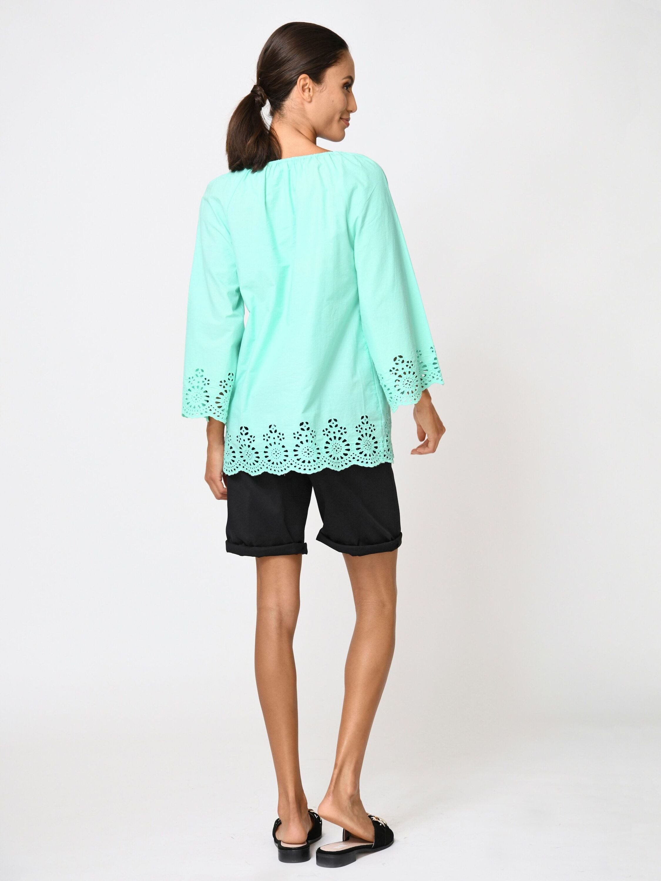 Alba Moda Tunika Bluse mit sommerlicher Lochspitze