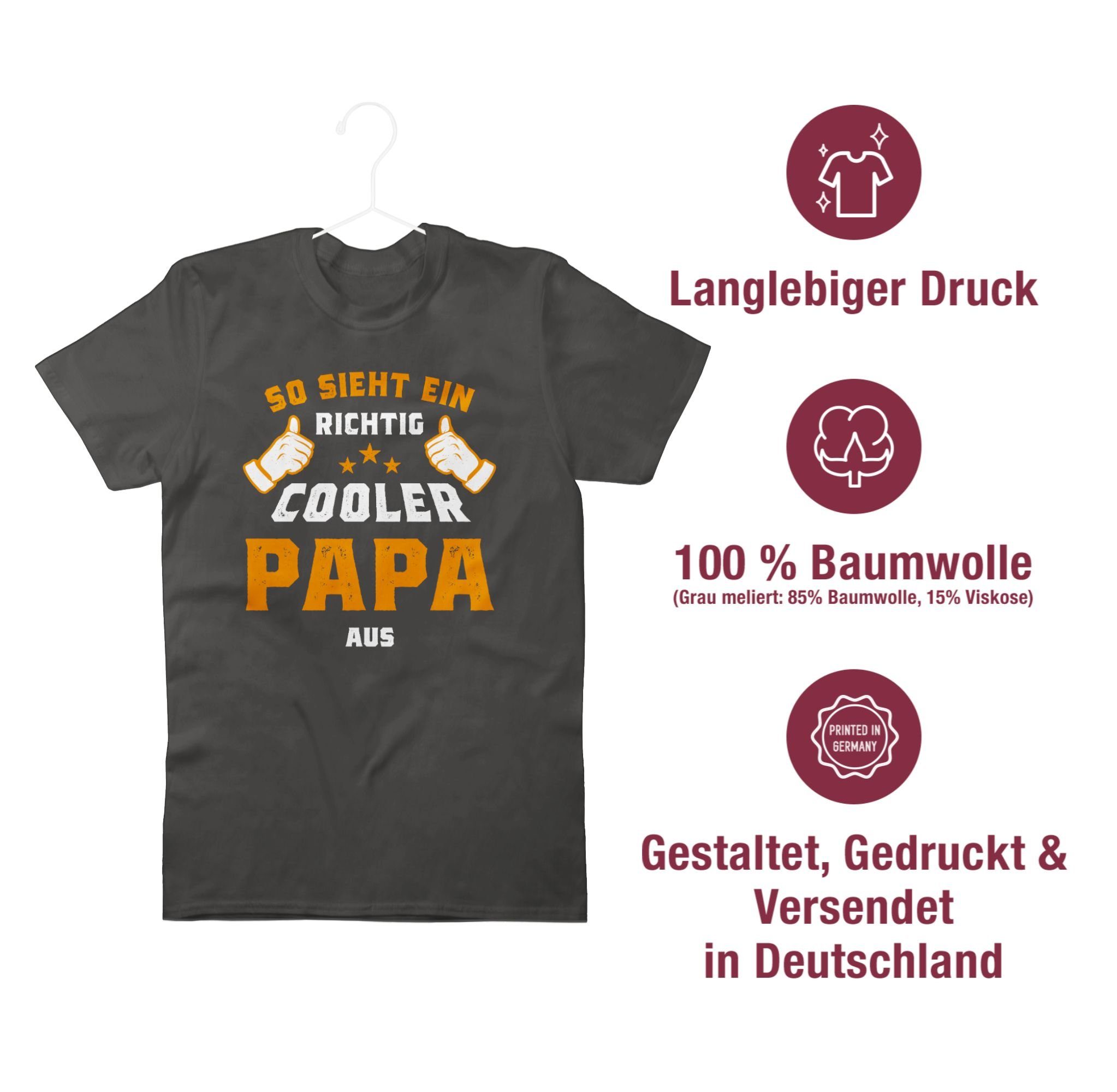 Papa Shirtracer T-Shirt Orange Geschenk 1 sieht Papa für richtig cooler So Vatertag ein Dunkelgrau aus