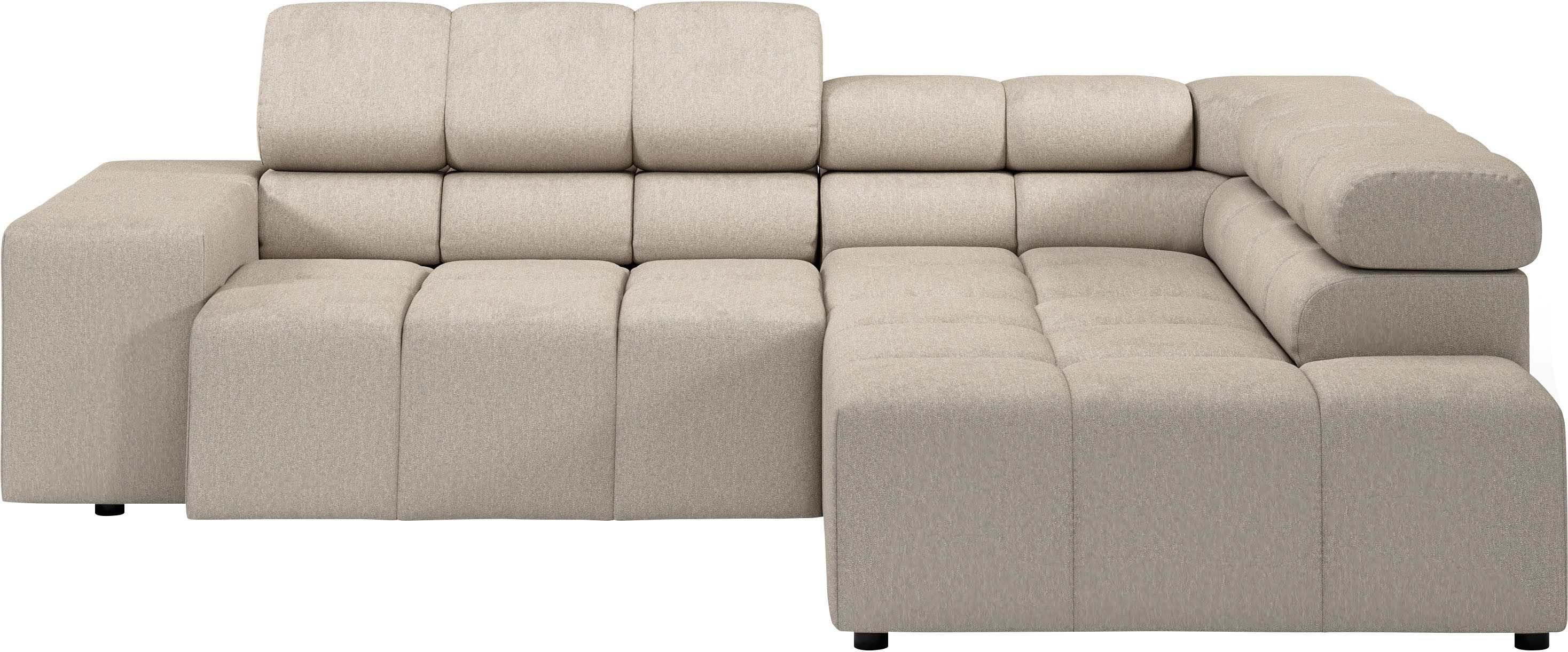 INOSIGN Ecksofa "Ancona, incl. Kopfteilverstellung + 3 Zierkissen, L-Form, günstig online kaufen