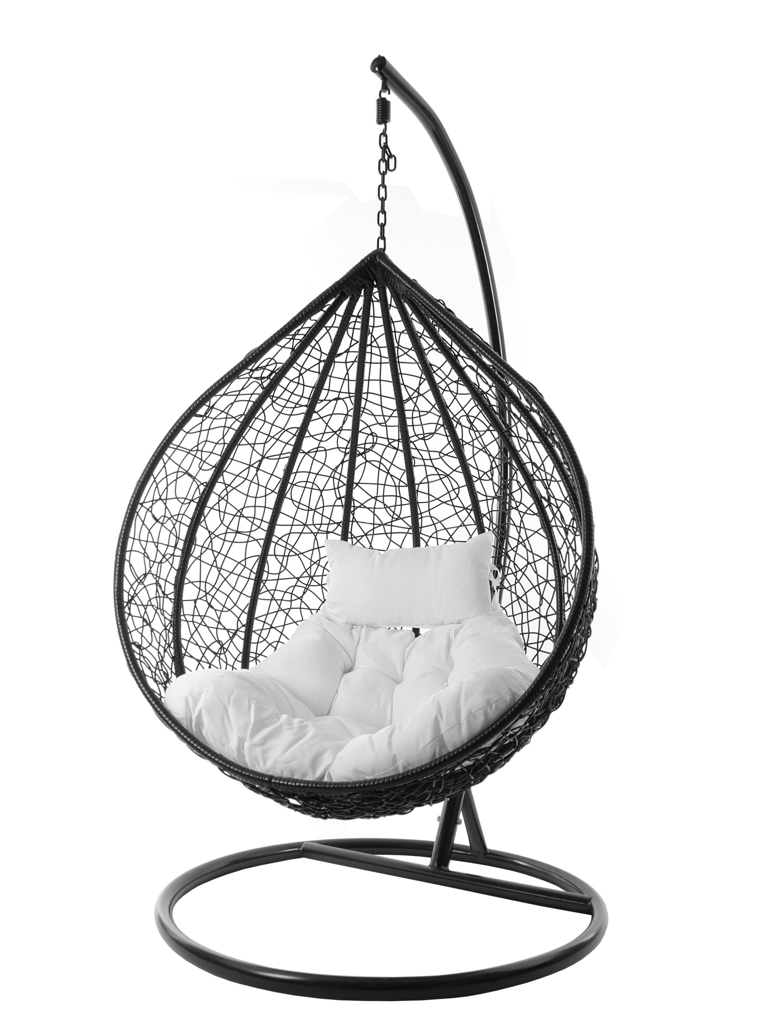 KIDEO Hängesessel schwarz, snow) Kissen Hängesessel Swing und weiß MANACOR Chair, inklusive Schwebesessel edles schwarz, (1000 Gestell moderner