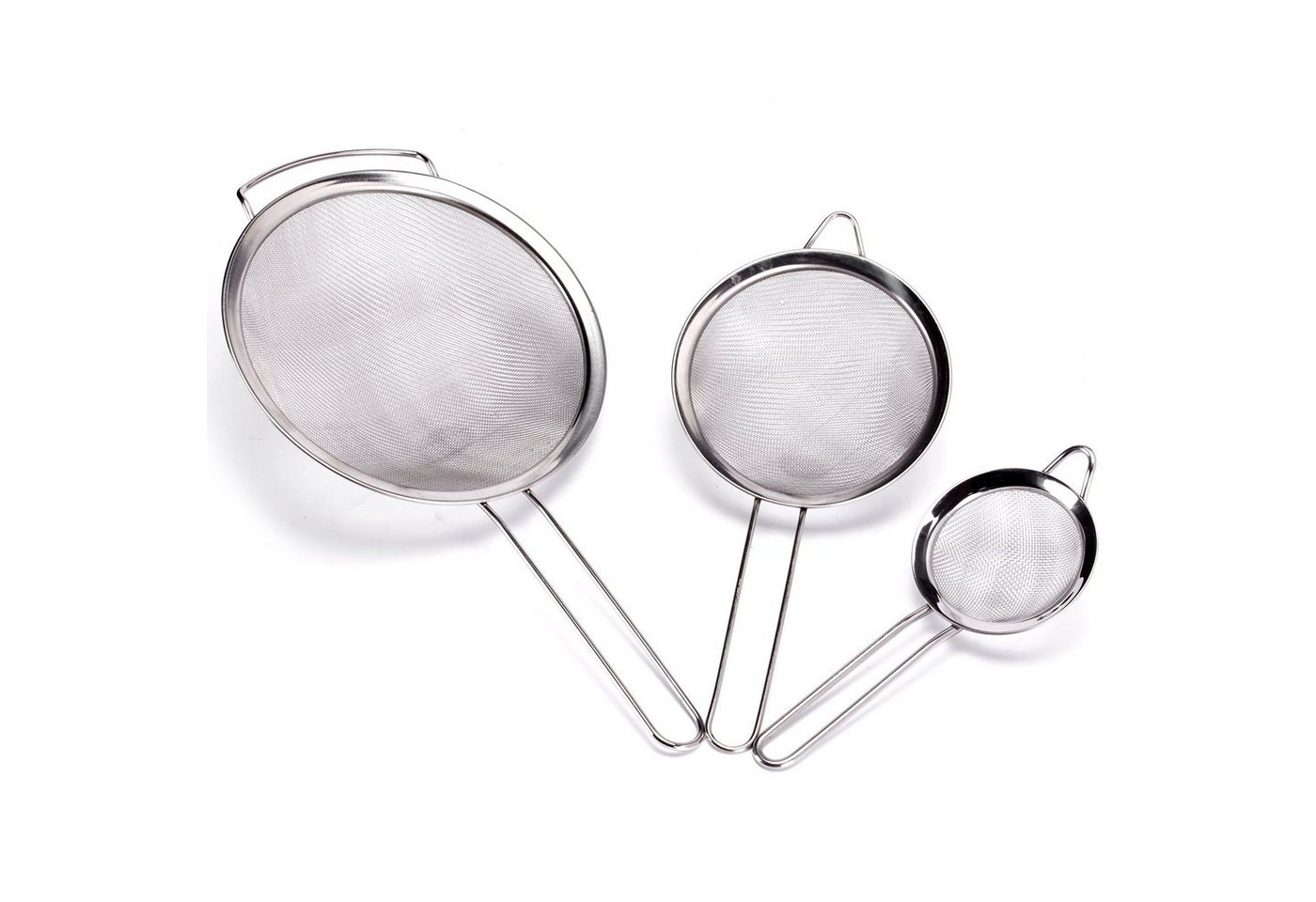 MSV Küchensieb SIEB-SET, rostfreier Edelstahl Inox, (3-tlg. Kombi-Set in 3 Größen, 3-St), Perfekt zum Abtropfen, Seihen oder Passieren, rostfreier Edelstahl Inox, silber, glänzend, Größen Ø 8 cm, 14 cm und 18 cm