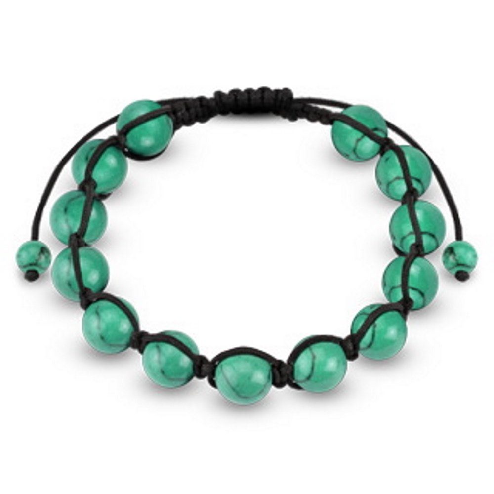 Armband Armband Türkis Perlen schwarzes Band Bindeknoten
