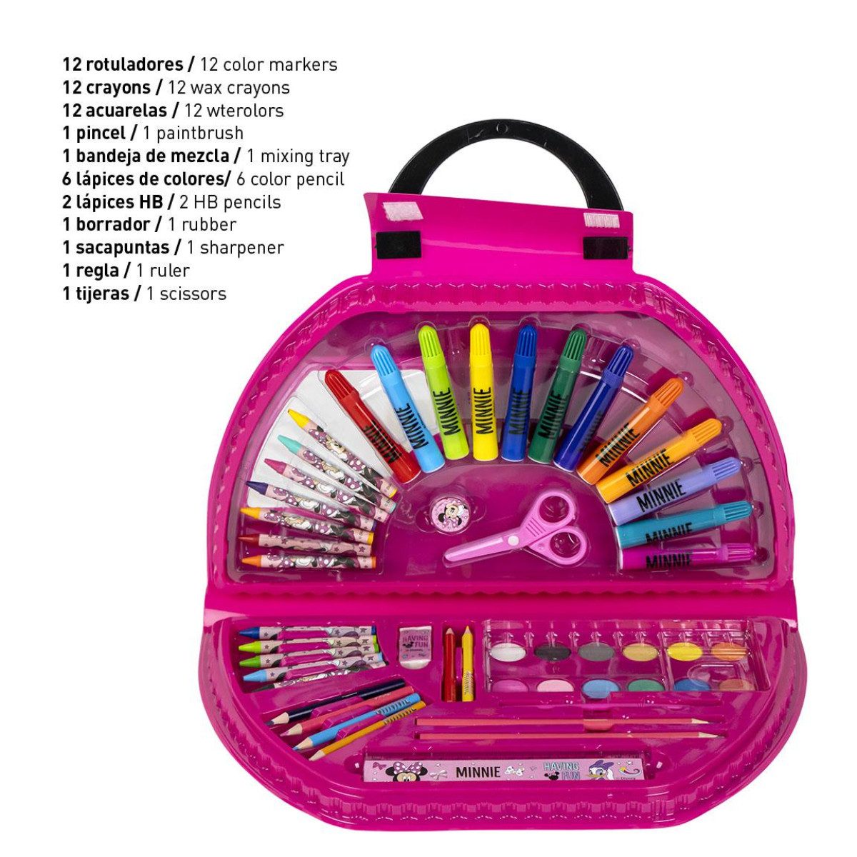 Disney Minnie Mouse Farbkasten Kinder Colorable Set 50-teilig Malset Zeichenkoffer Kreativspielzeug
