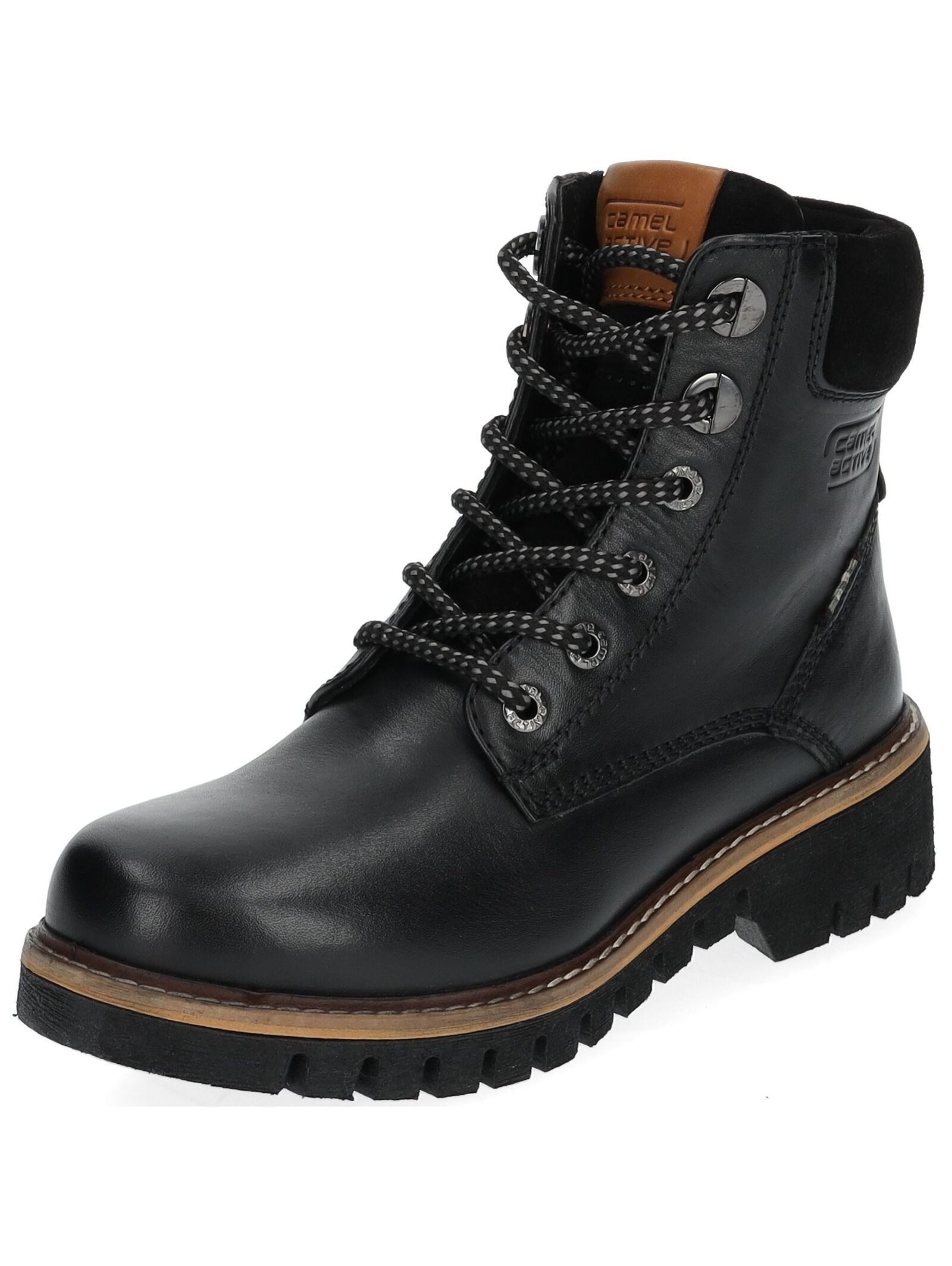 Stiefelette Leder/Textil Schnürstiefelette