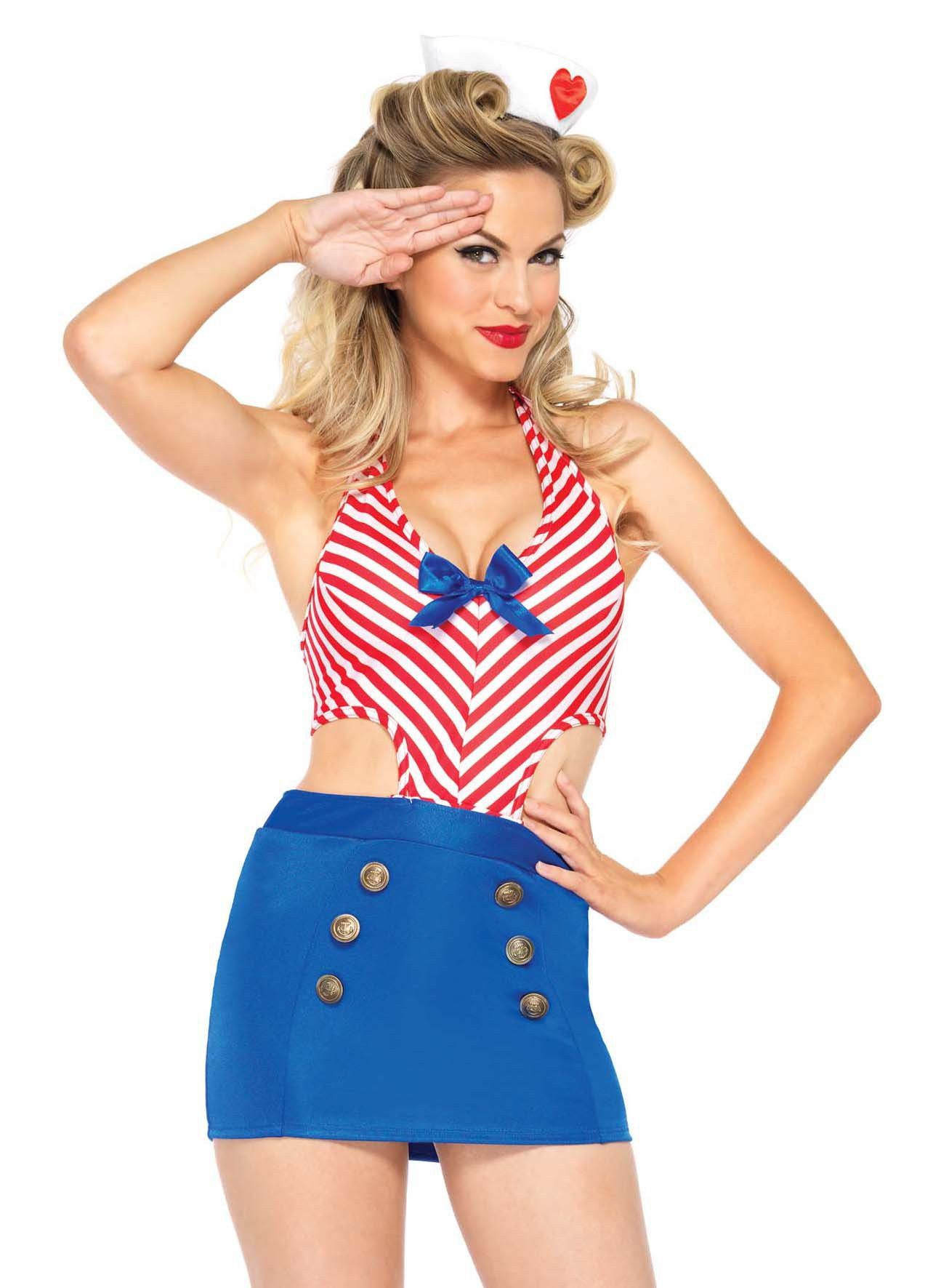 Leg Avenue Kostüm Pin-up Matrosin Kostüm - Damen Kostüm für Fasching, Leich günstig online kaufen