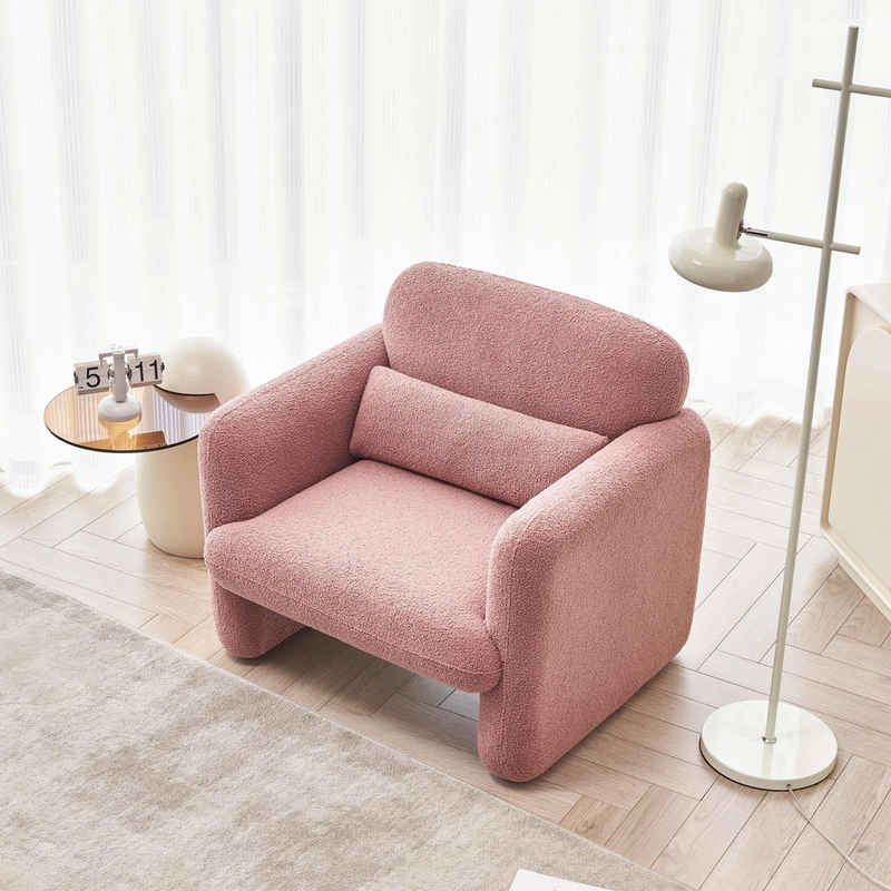 OKWISH Loungesessel Polsterstuhl Einzelsofa Sessel Schlafsessel Relaxsessel (mit beweglichem Lendenkissen, Lammwolle), Hochelastische Sitze