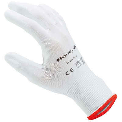 Honeywell Strickhandschuhe 10 x HONEYWELL Schutzhandschuhe Nylon Weiß Gestrickt Polyamid Gr…