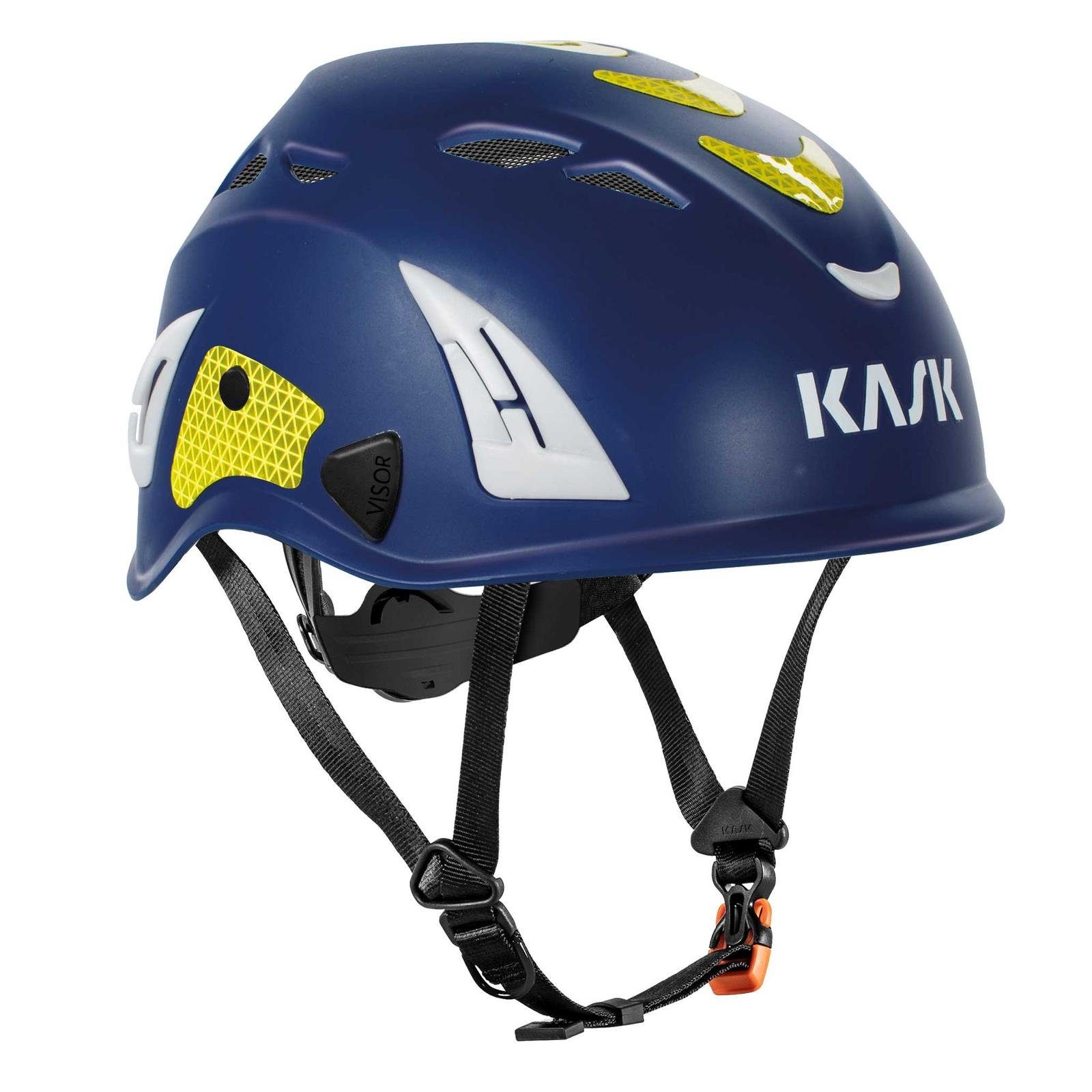 Kask Schutzhelm Bergsteigerhelm, Industriekletterhelm Plasma HI VIZ, Arbeitsschutzhelm blau-gelb | Kopfschutz