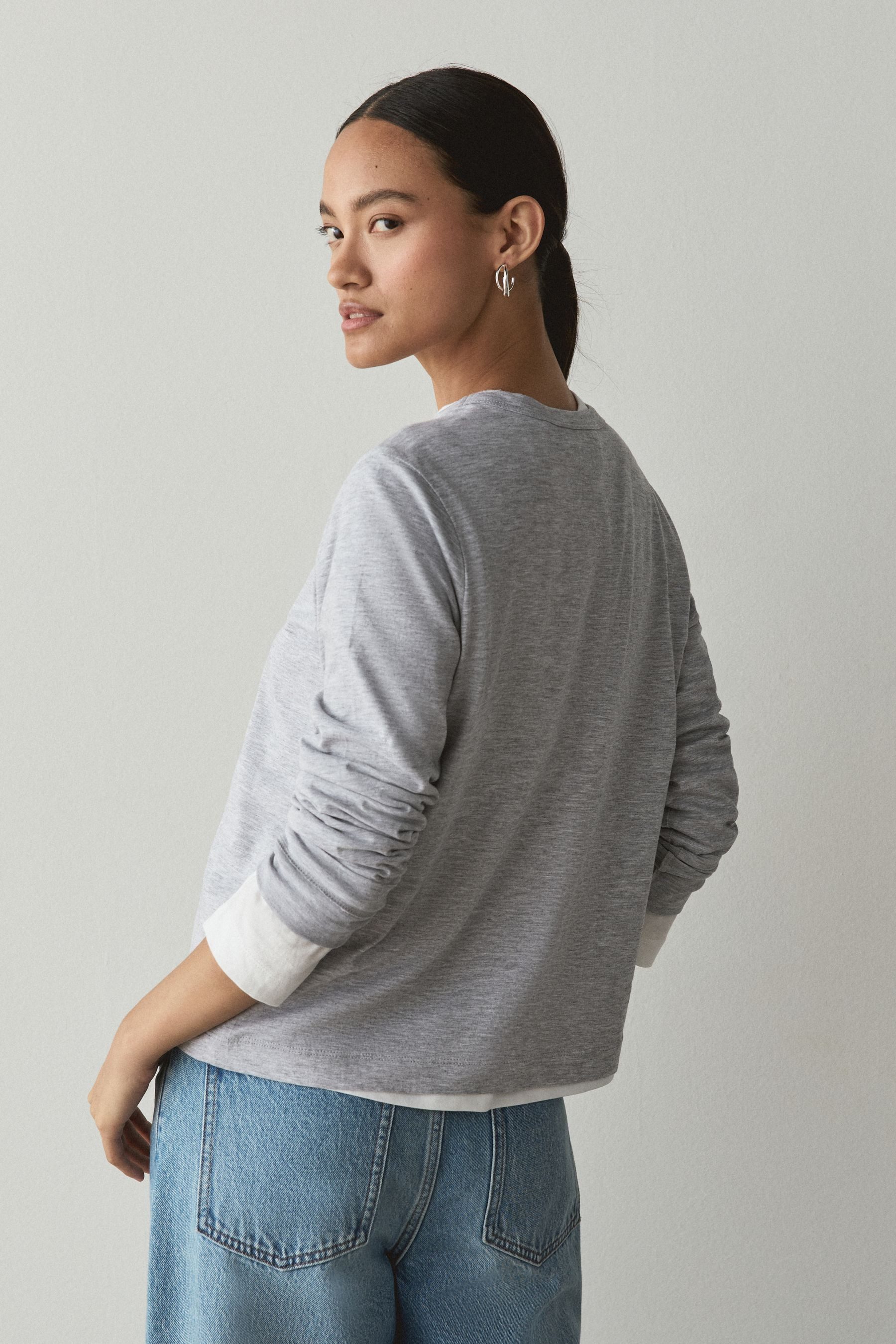 Next Langarmshirt Langarmshirt mit Rundhalsausschnitt und Streifen (1-tlg) – Bild 2 von 5